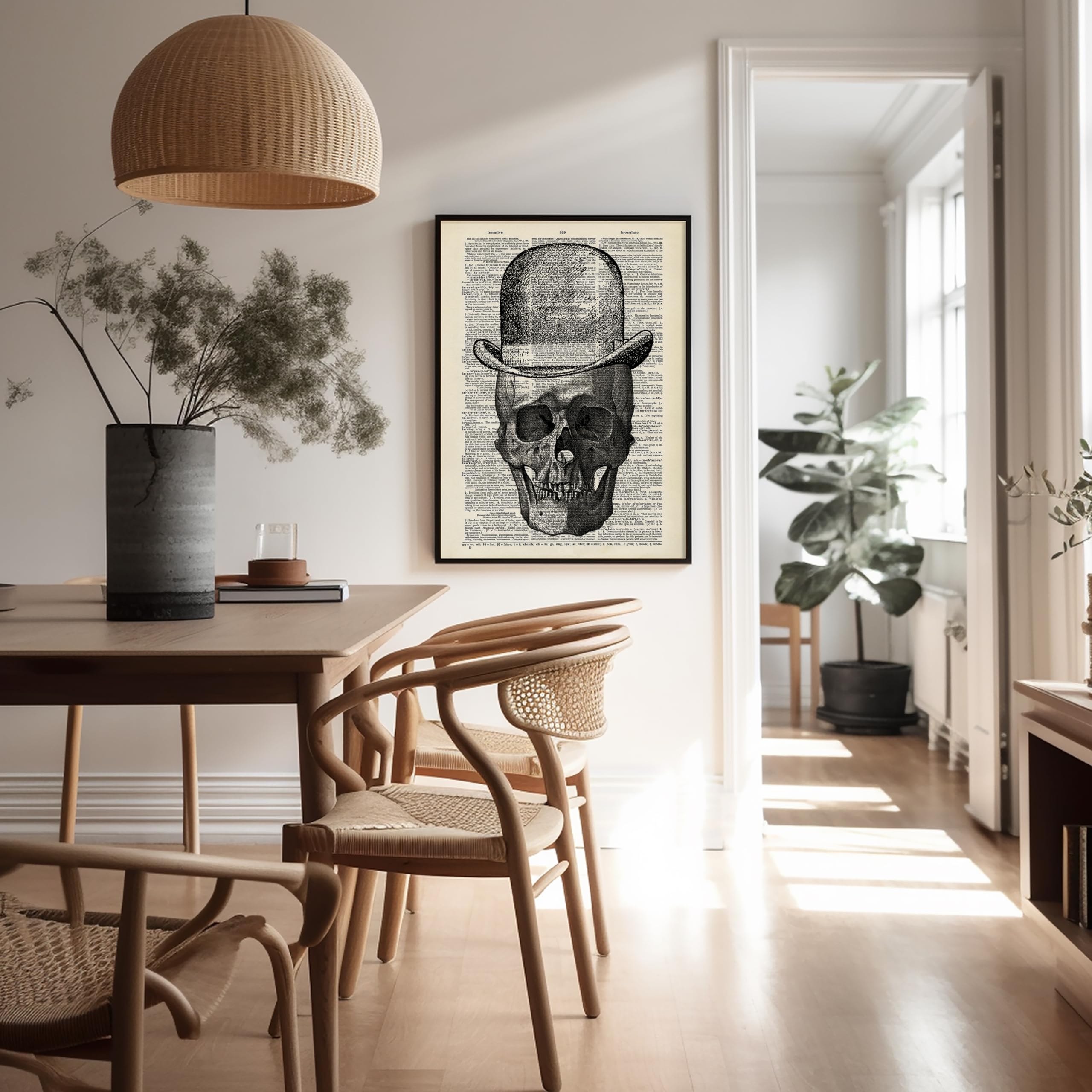 Poster Master Dictionary Art Poster - Skull In Top Hat Print - Skeleton Art - Top Hat Art - Gift For Men, Women - Gothic Wall De
