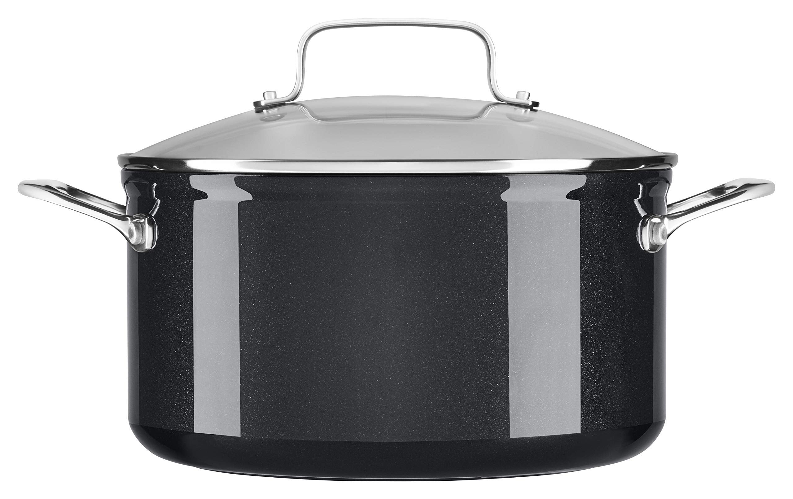 Kitchenaid Hard Anodized Nonstick 6.0Quart Low Casserole Pot With Lid, Black Sapphire