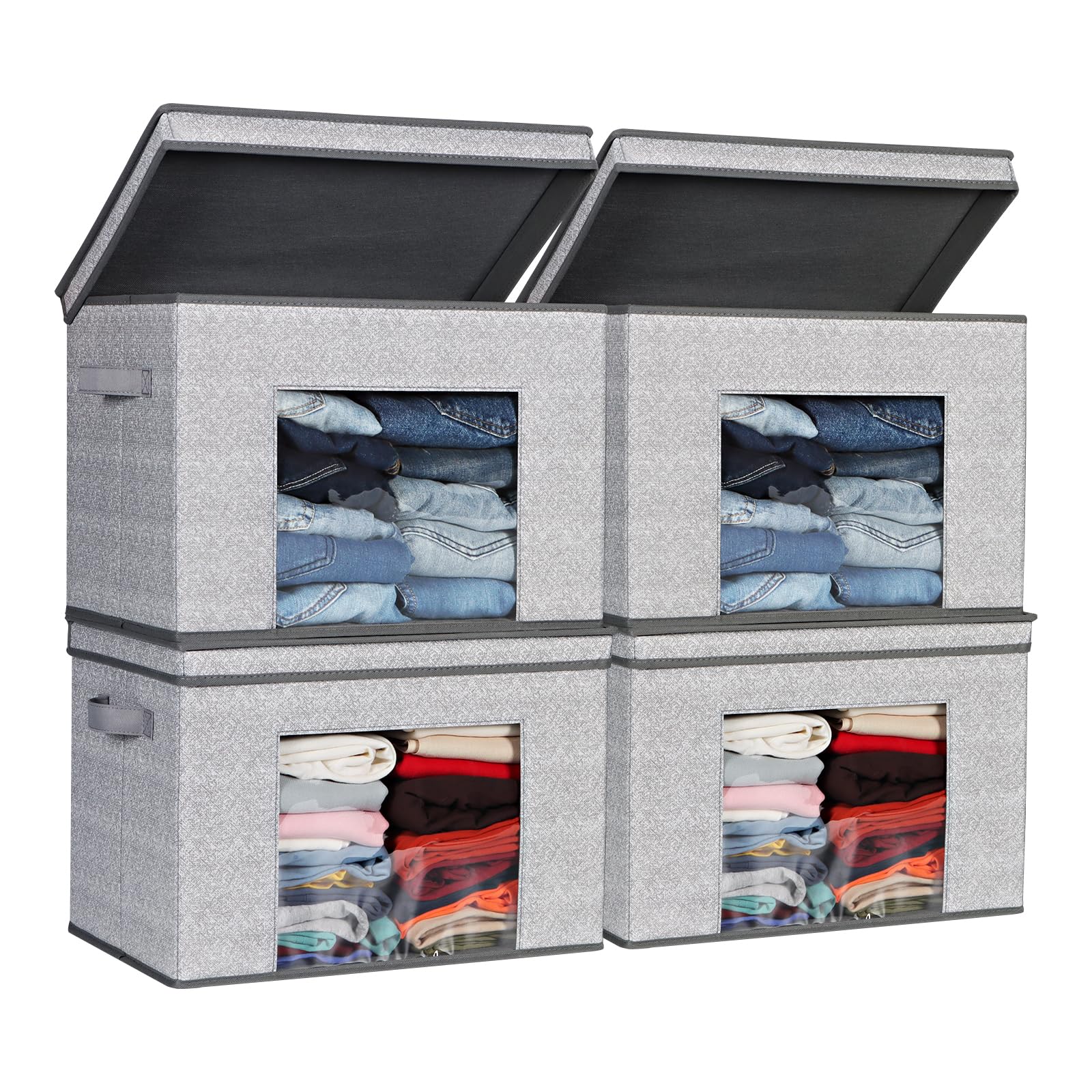 Univivi Foldable Fabric Storage Boxes Large Storage Bins With Lids [4-Pack] Collapsible Storage Cubes Organizer Containers Organ