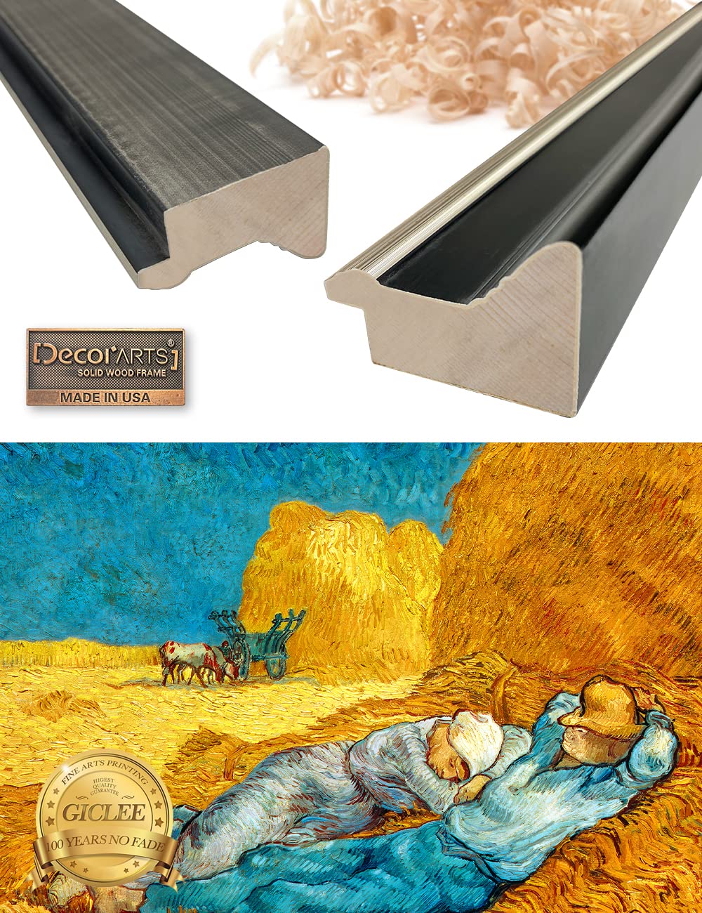Decorarts - Noon: Rest From Work By Vincent Van Gogh. Giclee Print Art Reproduction With Matching Solid Wood Frame In Classical