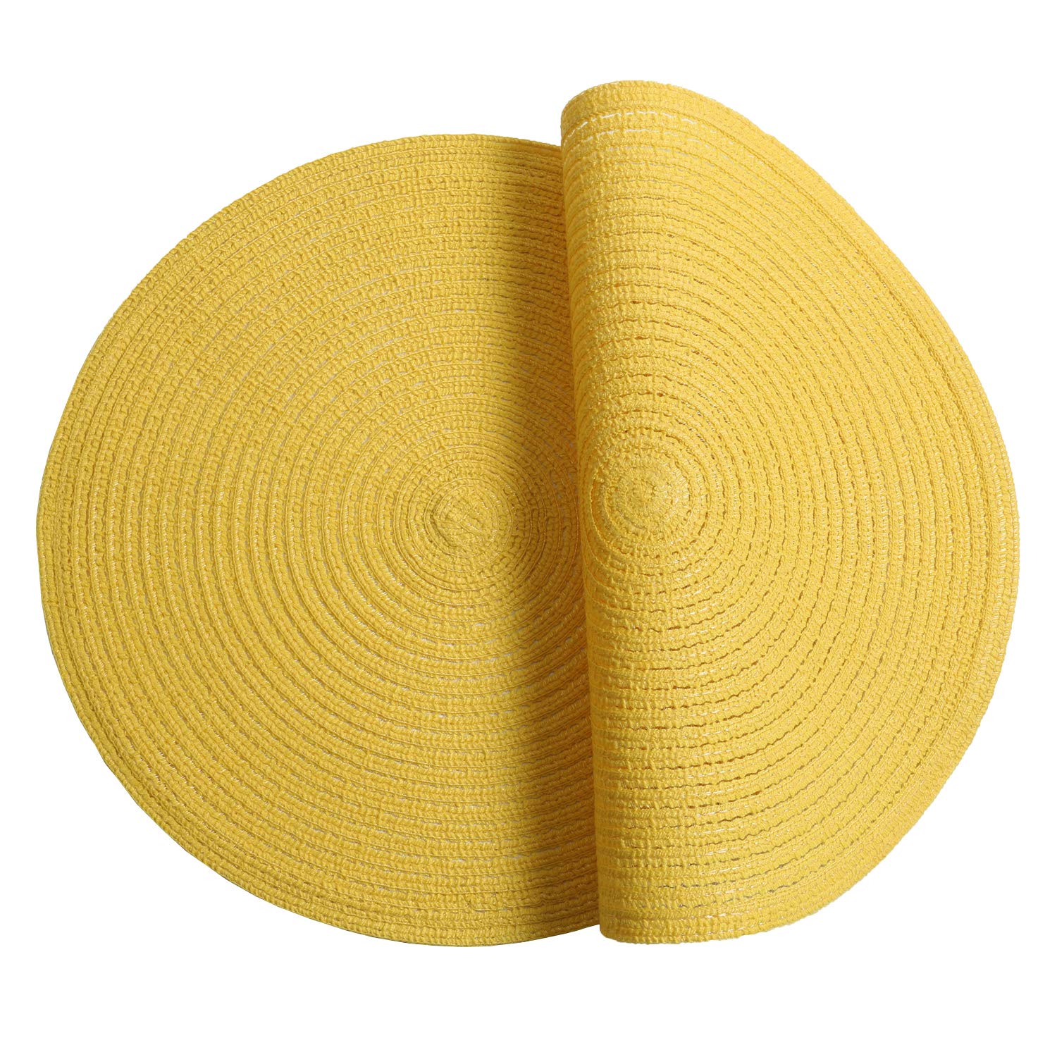 SHACOS Round Braided Placemats Set of 8 Washable Table Mats 15 inch Round Placemat Cotton Polyester Circle Placemat for Dining T