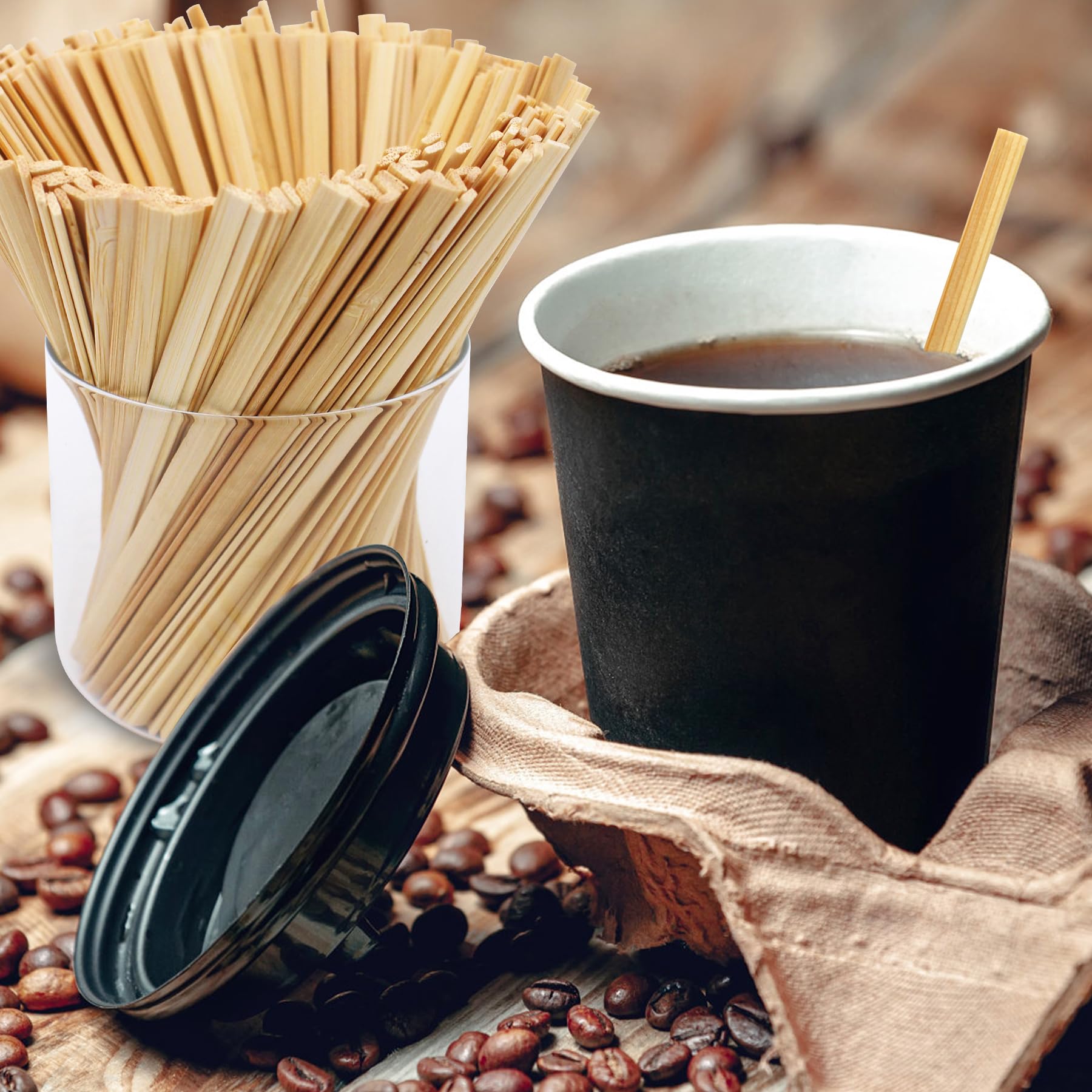Sugormek 380Pcs 5.5 In Bamboo Coffee Stirrers, A+++Level Smooth Square Edges Bamboo Sticks For Daily Use Or Other Diy Craft Desi