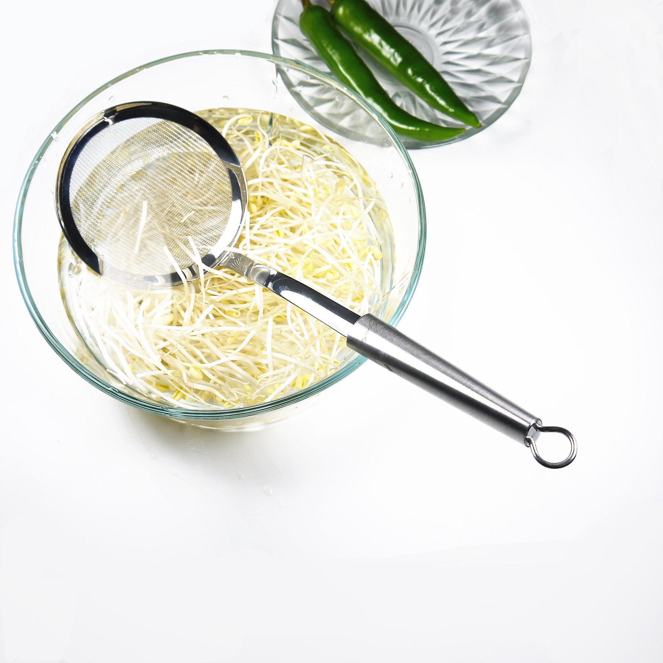 Fine Mesh Strainer Spoon Colander, 4 3/4 Inch Stainless Steel Frying Food Strainer Kitchen Skimmer With Twist Handle