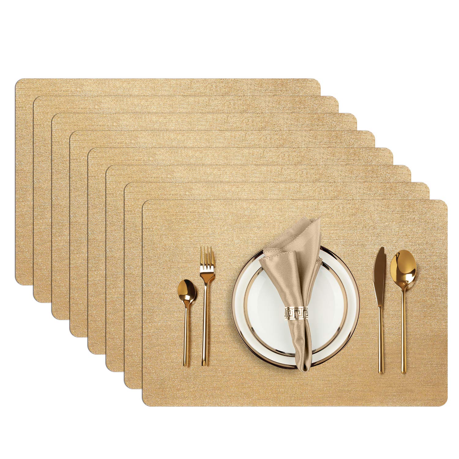 Aircowrie Placemats For Dining Table Set Of 8, Heat-Resistant Placemat Washable Vinyl Table Mats For Kitchen Thanksgiving Restau