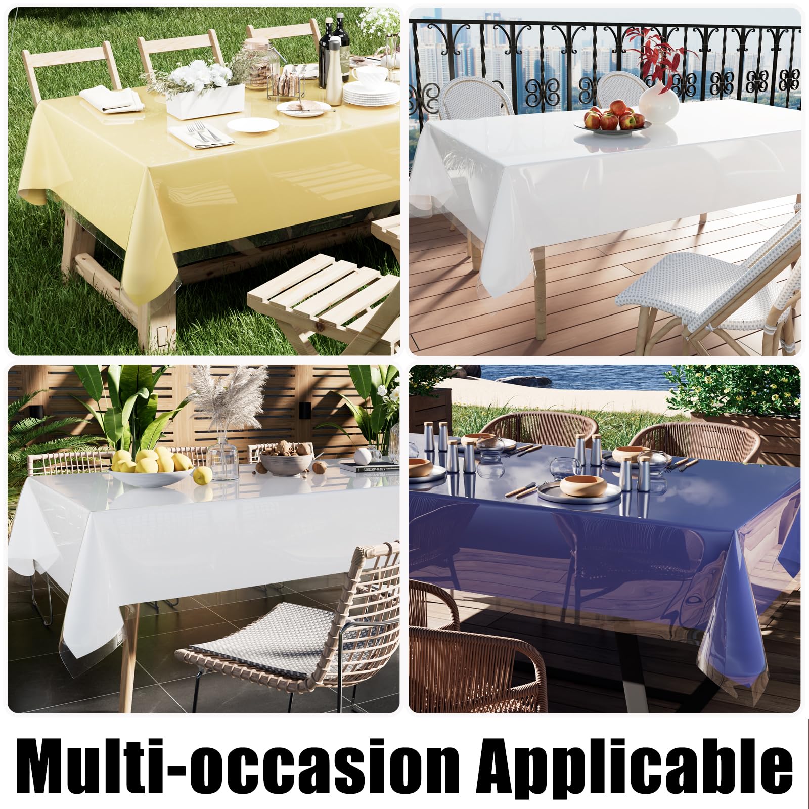 smiry Rectangle Clear Table Cloth 52x70 Inch  Waterproof Wipeable Vinyl Tablecloths Protector  Oil Spill Proof Transparent Plastic Table Cover for Dining  Picnic  Camping  Outdoor