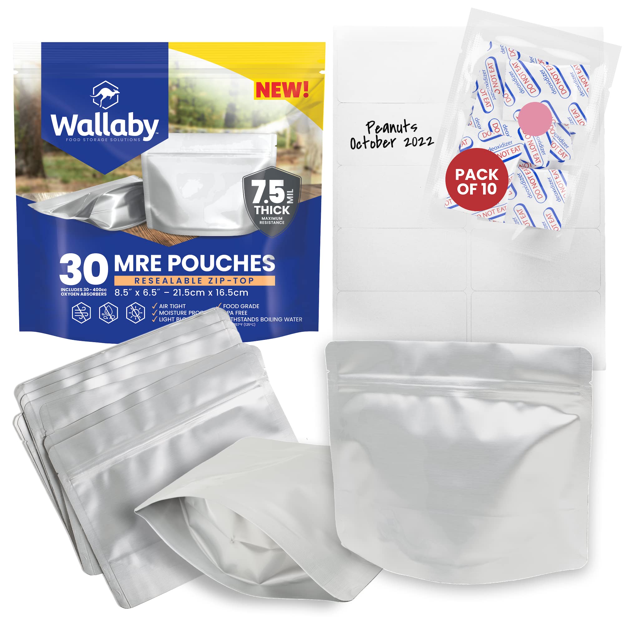 Wallaby Mre Mylar Bag Bundle - 30X (7.5 Mil - 6.5'' X 8.5