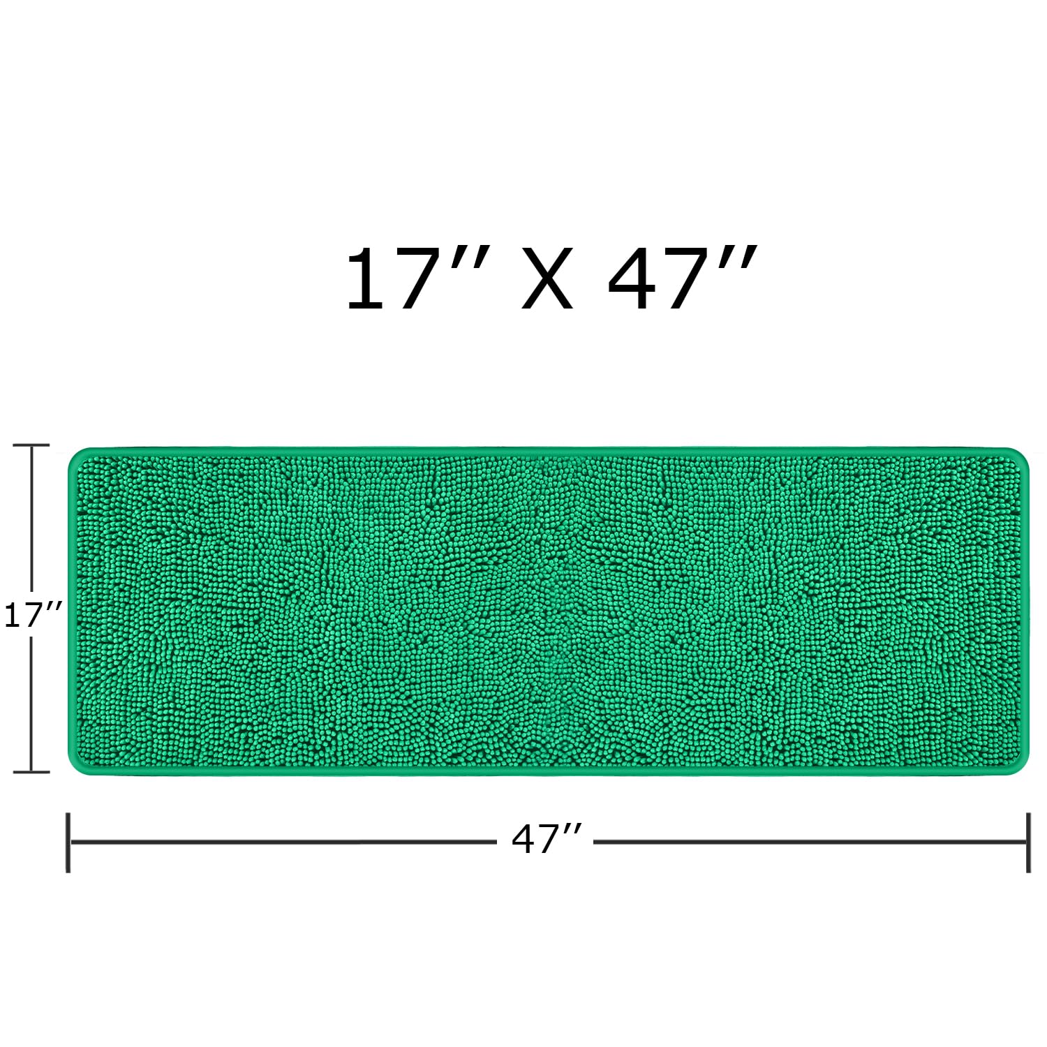 Yeaban Emerald Green 47 X 17 Bathroom Rug - Thick Chenille Bath Mats | Absorbent And Washable Bath Rug Non-Slip, Plush And Soft