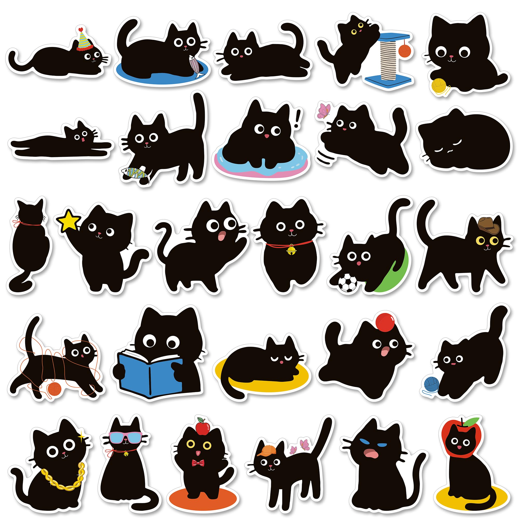 ZCCLINN Cute Cat Fridge Magnets - 27Pcs Black Cats Meme Funny Magnetic Fun Sticker for Car Refrigerator Home Dishwasher Garage C