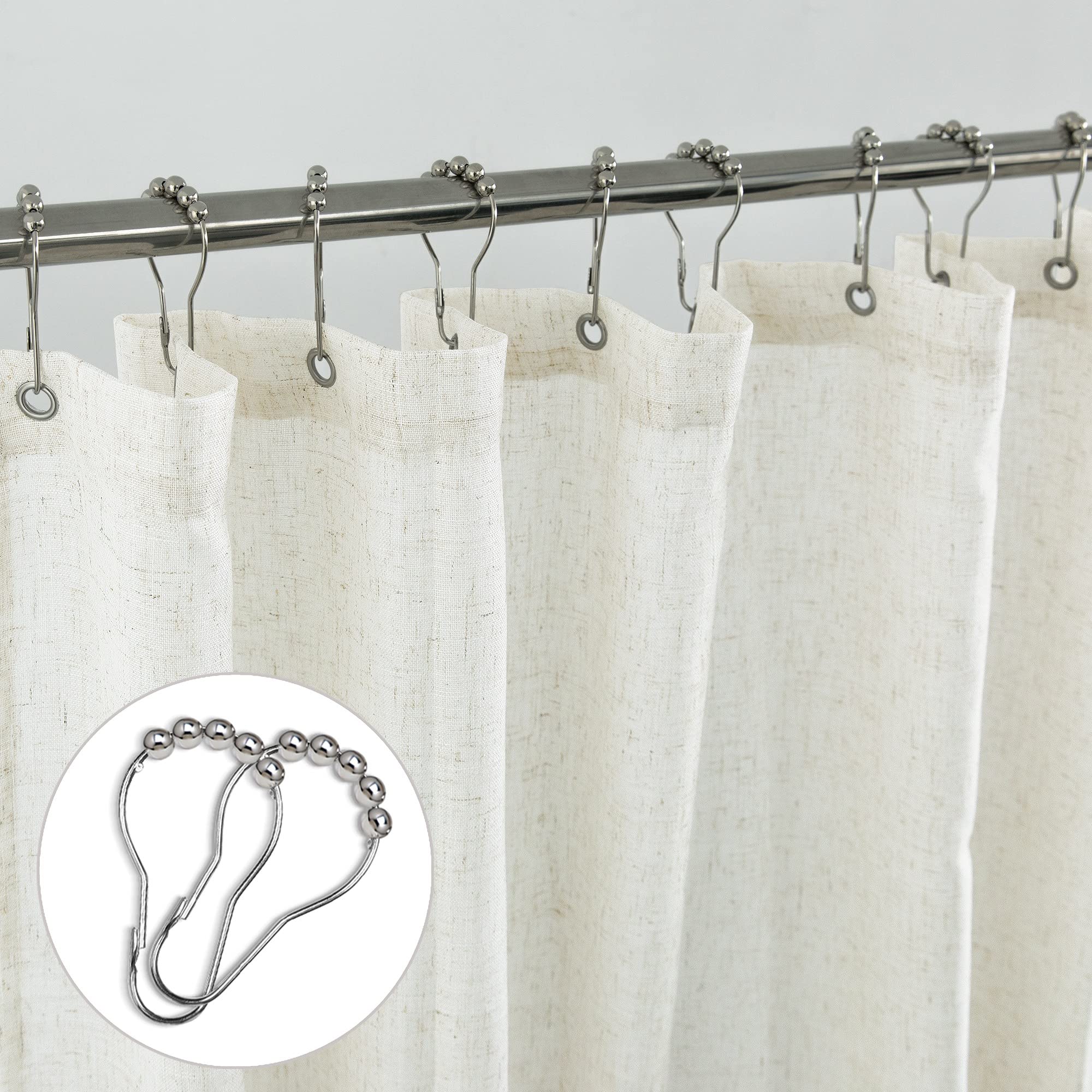 Koufall Small Stall Shower Curtain 36X72 Inch,Waterproof Linen Fabric Natural Boho Farmhouse Rustic Rv Narrow Size Half Shower C