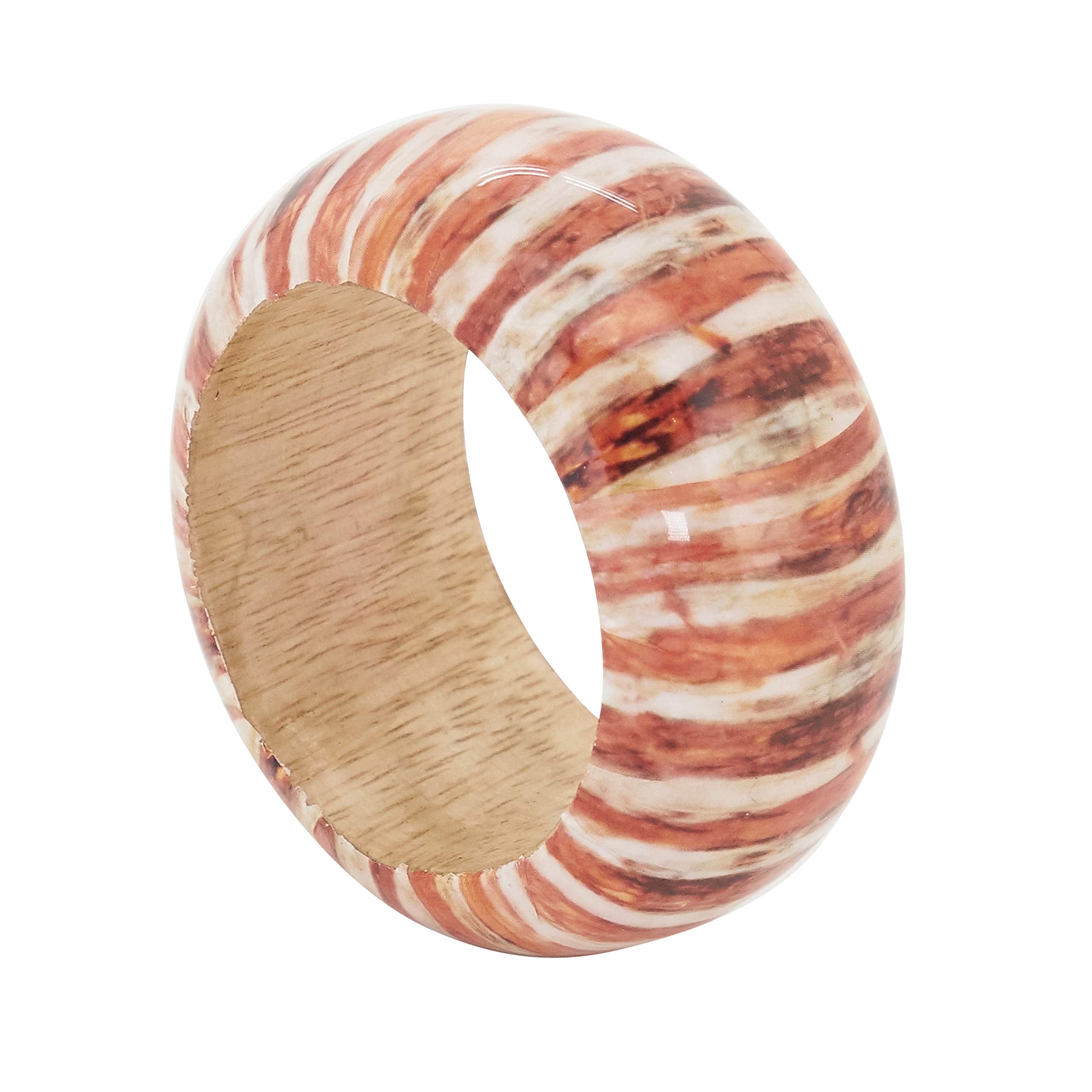 Striped Wood Napkin Rings (Set Of 4)