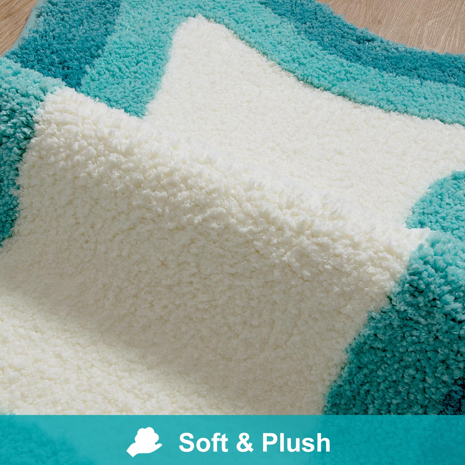 Haocoo Irregular Shape Bathroom Rug Runner, 18X47 Inch Soft Aqua Gradient Non Slip Bathtub Mat,Microfiber Washable Runner Rug Ro