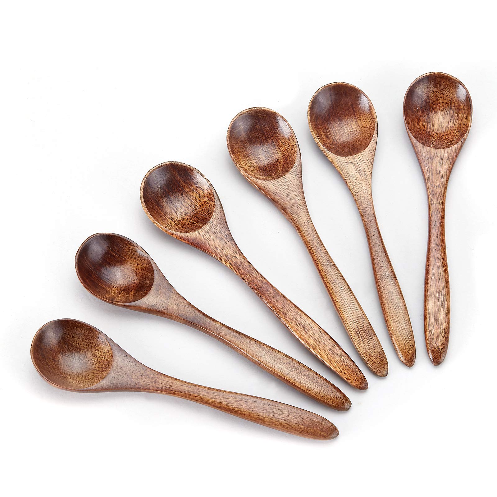 Sevensun Small Wooden Teaspoon, 6Pcs Serving Wooden Utensils For Cooking, Condiments, Honey, Spoons For Daily Use