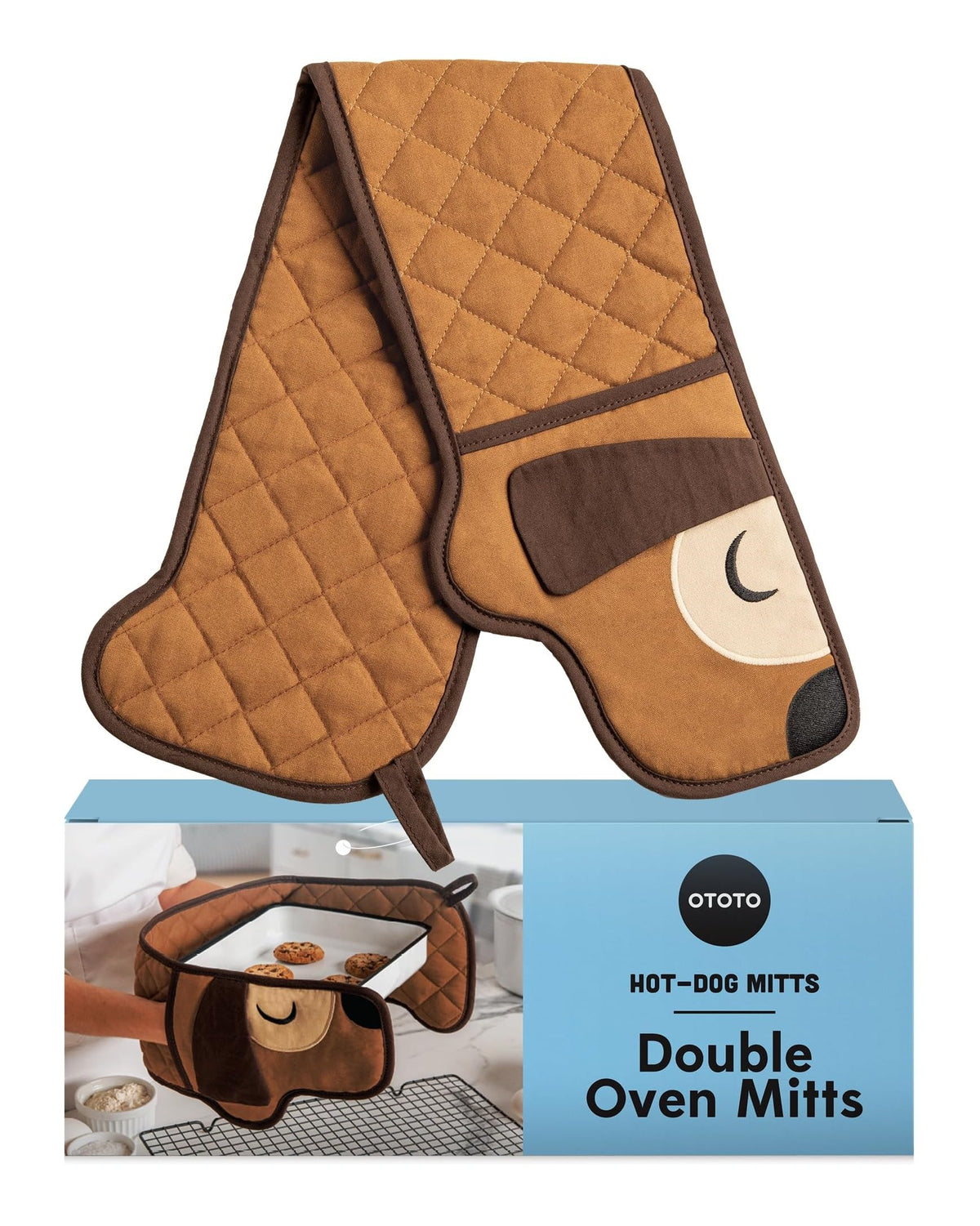 Ototo Hot-Dog Oven Mitts Cute Funny Oven Mitts - Gifts For Dog Lovers, Dachshund Dog Themed Gifts, Double Oven Mitts Heat Resist