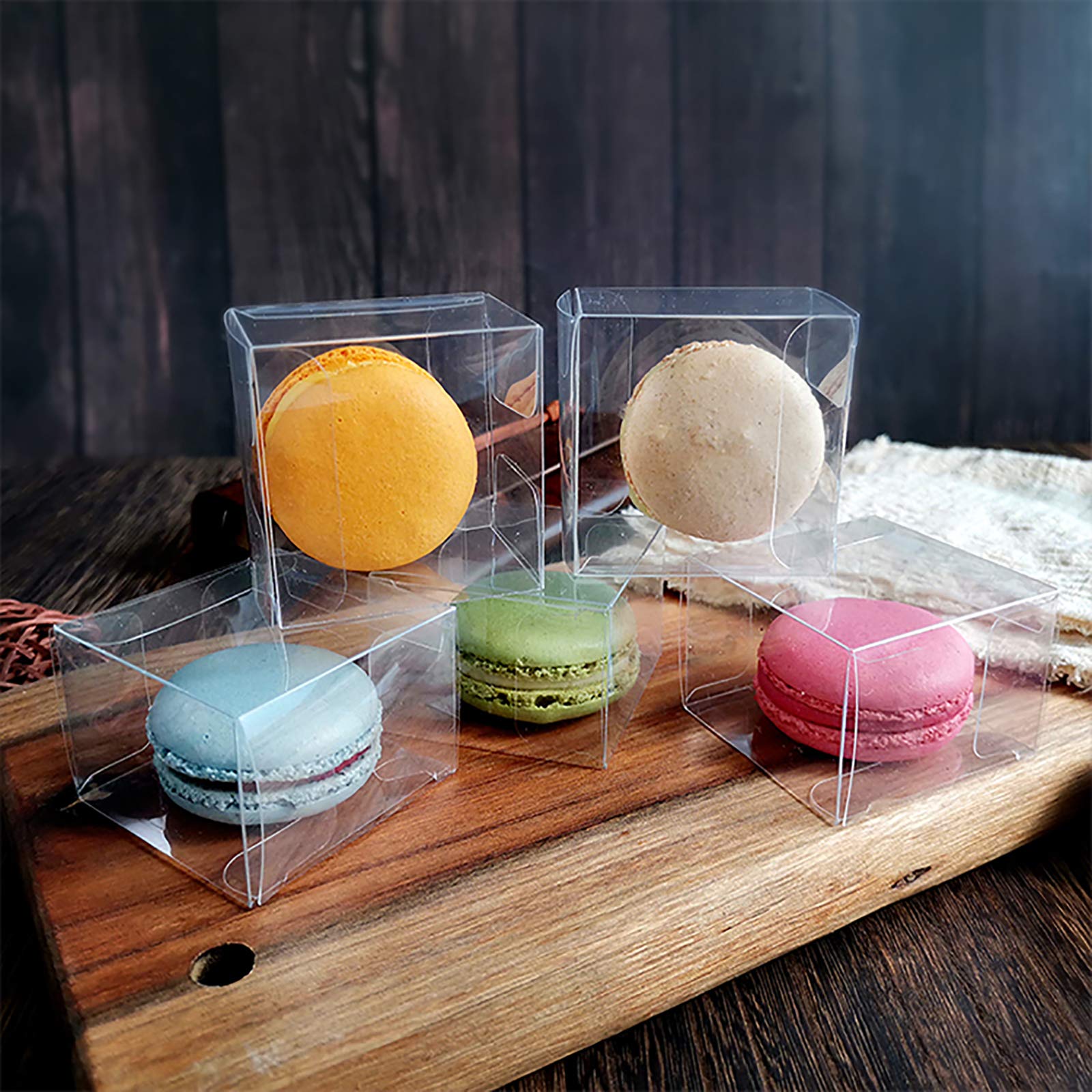 Macaron Containers Nicunom 100 Pack Clear Macaron Boxes, Plastic Favor Boxes, 2.17'' X 2 ...