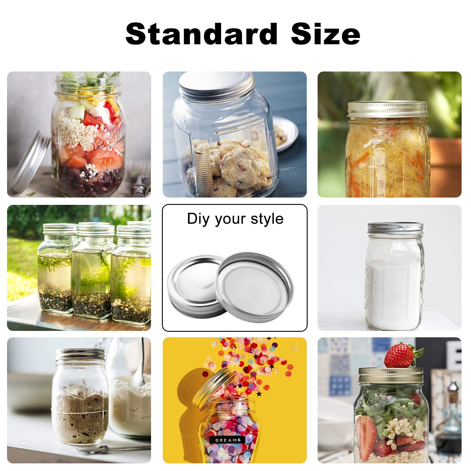 42 Pieces Wide Mouth Canning Rings, Wide Mouth Mason Jar Rings - Replacement Metal Lids For Mason Jar Large Mouth (42 Pcs Wide M
