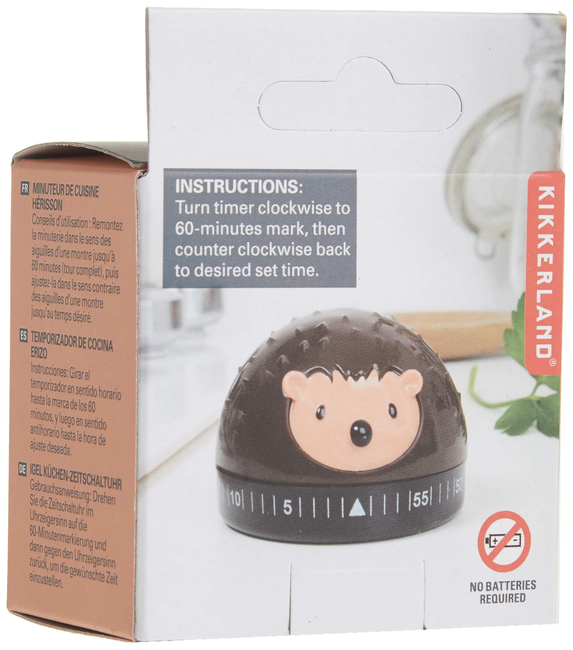Kikkerland Hedgehog 60-Minute Kitchen Timer, Brown