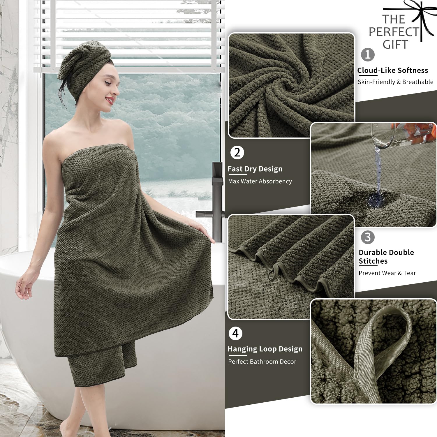 8 Piece Bathroom Towel Set Brown |2 Oversized Large Bath Towels Sheet,2 Hand Towels And 4 Washcloths| 600Gsm Ultra Soft Luxury P