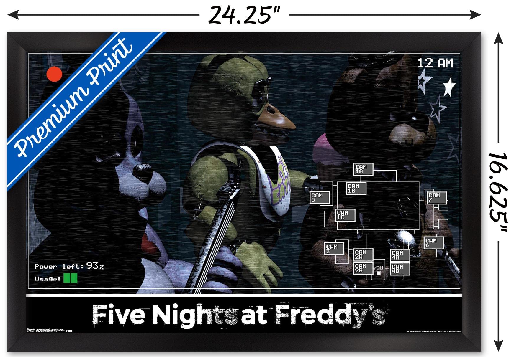 Trends International Five Nights At Freddy'S - Show Stage Wall Poster, 14.725'' X 22.375'', Black Framed Version