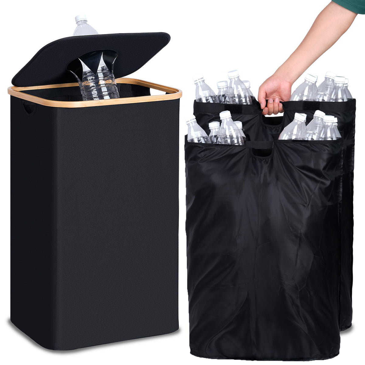 Efluky Recycling Bin For Kitchen 26 Gallon, 100L Recycle Bin With 2 Removeable And Reusable Inner Bag, Large Recycling Bin With