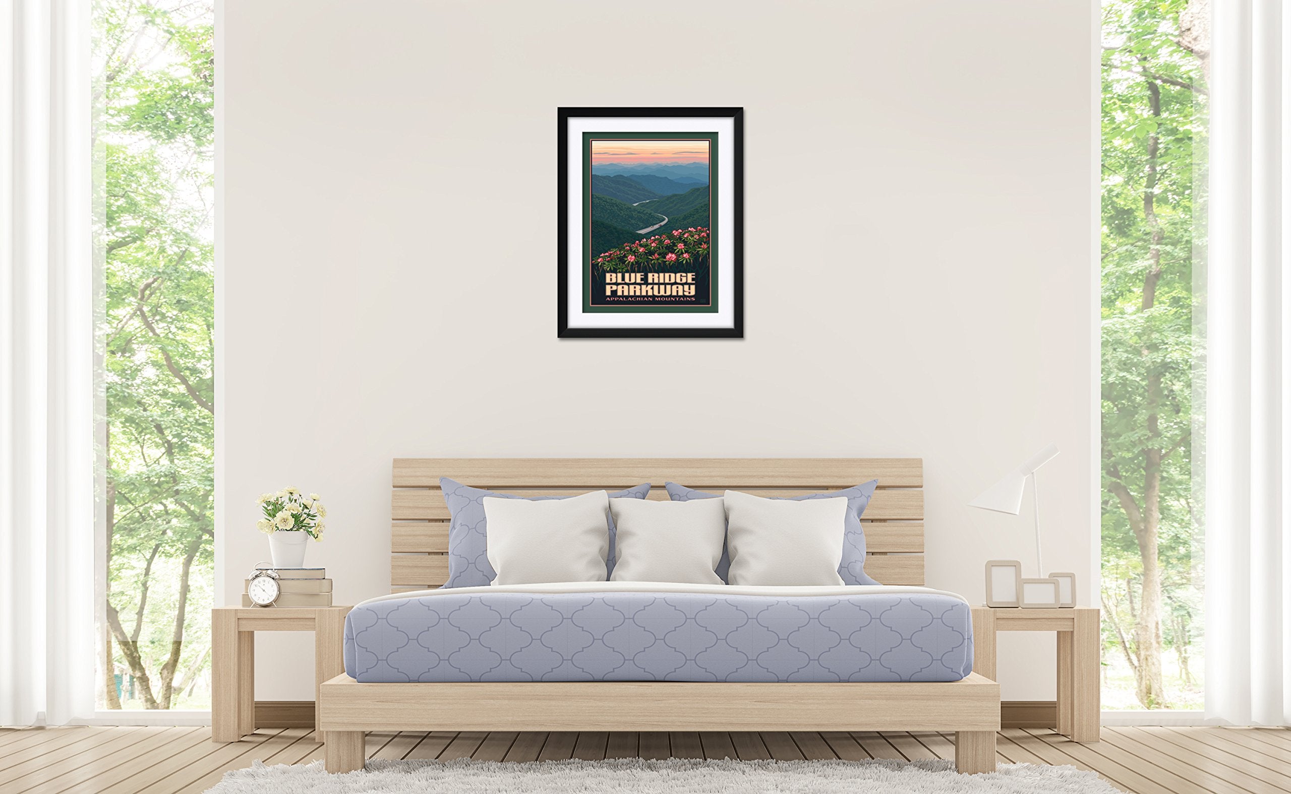 Blue Ridge Parkway Appalachian Mountains Professionally Framed & Matted Art Print From Travel Artwork By Artist Paul Leighton Fr