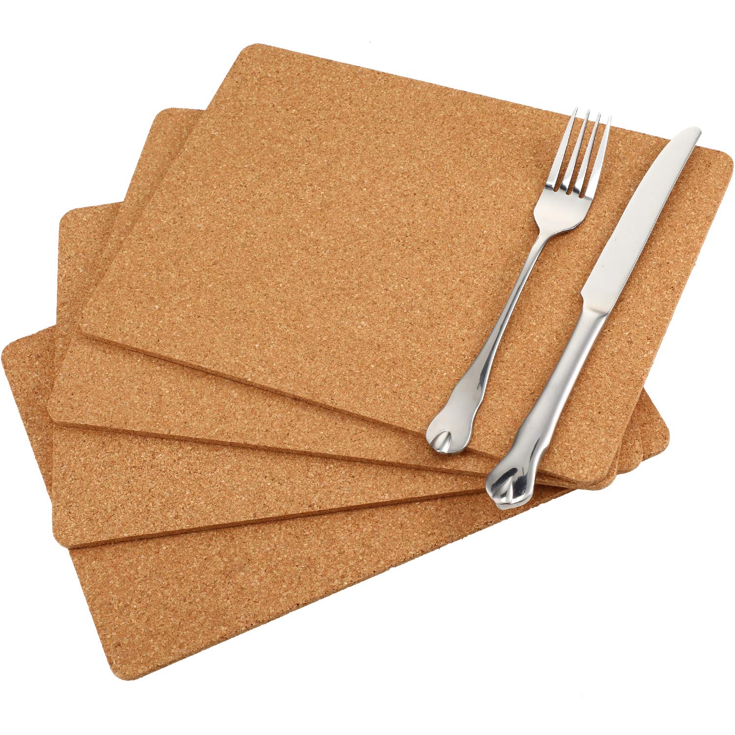 Boao 4 Pack Cork Coaster Backing, 11 x 8 x 0.2 Square Cork Trivet for Hot Dishes Large Coasters Pads Sheets Kitchen Restau