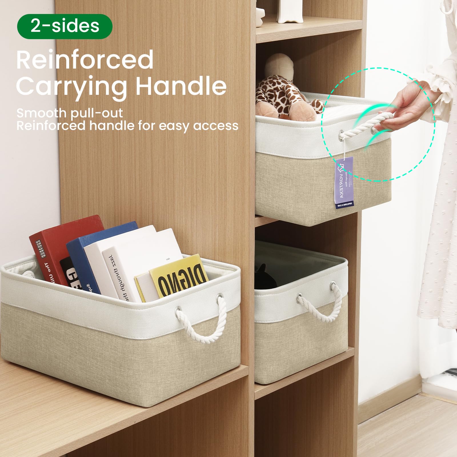Vqrtexa Storage Baskets, Fabric Storage Bins, Versatile Storage Baskets For Shelves With Handles, Large Closet Organizers For Sh