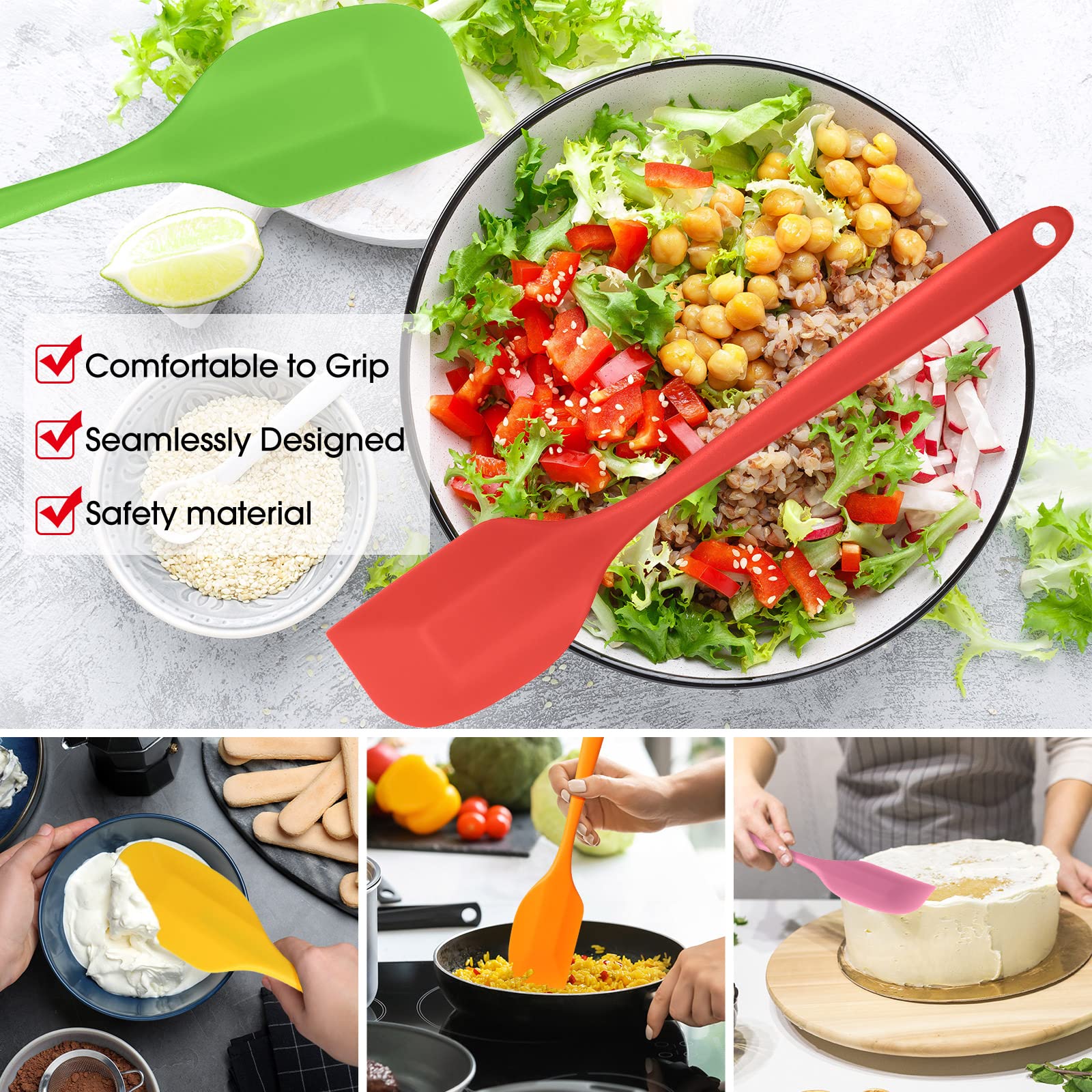 24 Pcs Mini Silicone Spatulas Bulk 8.3 Inch Rubber Spatula Set Small Heat Resistant Spatulas Seamless Design Non Stick Flexible