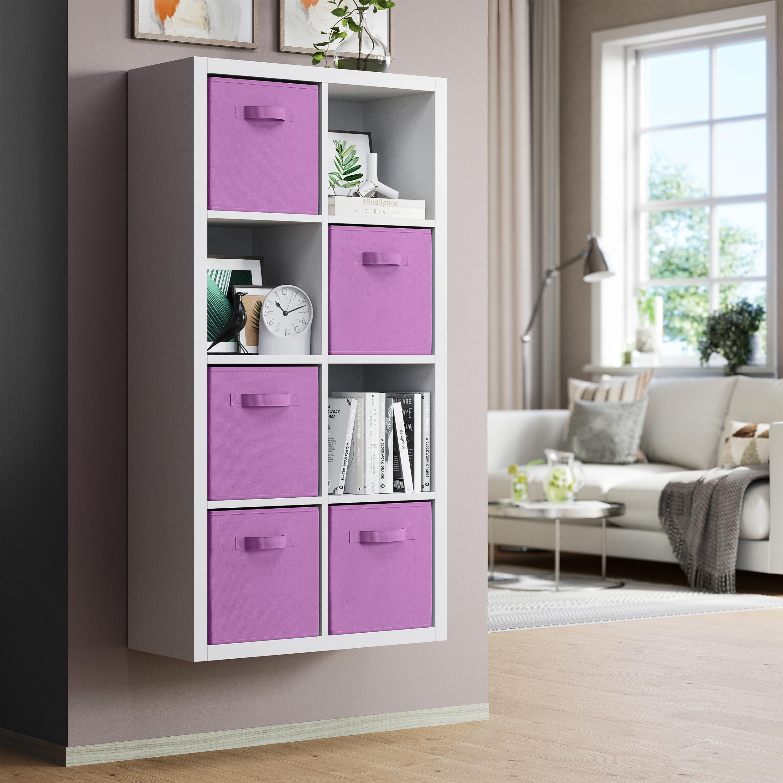 Royexe Cube Storage Baskets for Organizing - 11 Inch - Set of 8 Heavy-Duty Storage Cubes for Storage and Organization  Makes The Perfect Bins for Cubby Storage Boxes or Cube Storage Organizer (Purple)