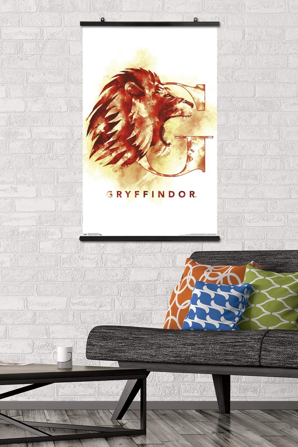 Trends International Wizarding World: Harry Potter-Gryffindor Illustrated House Logo Wall, 22.375'' X 34'', Poster & Clip Bundle