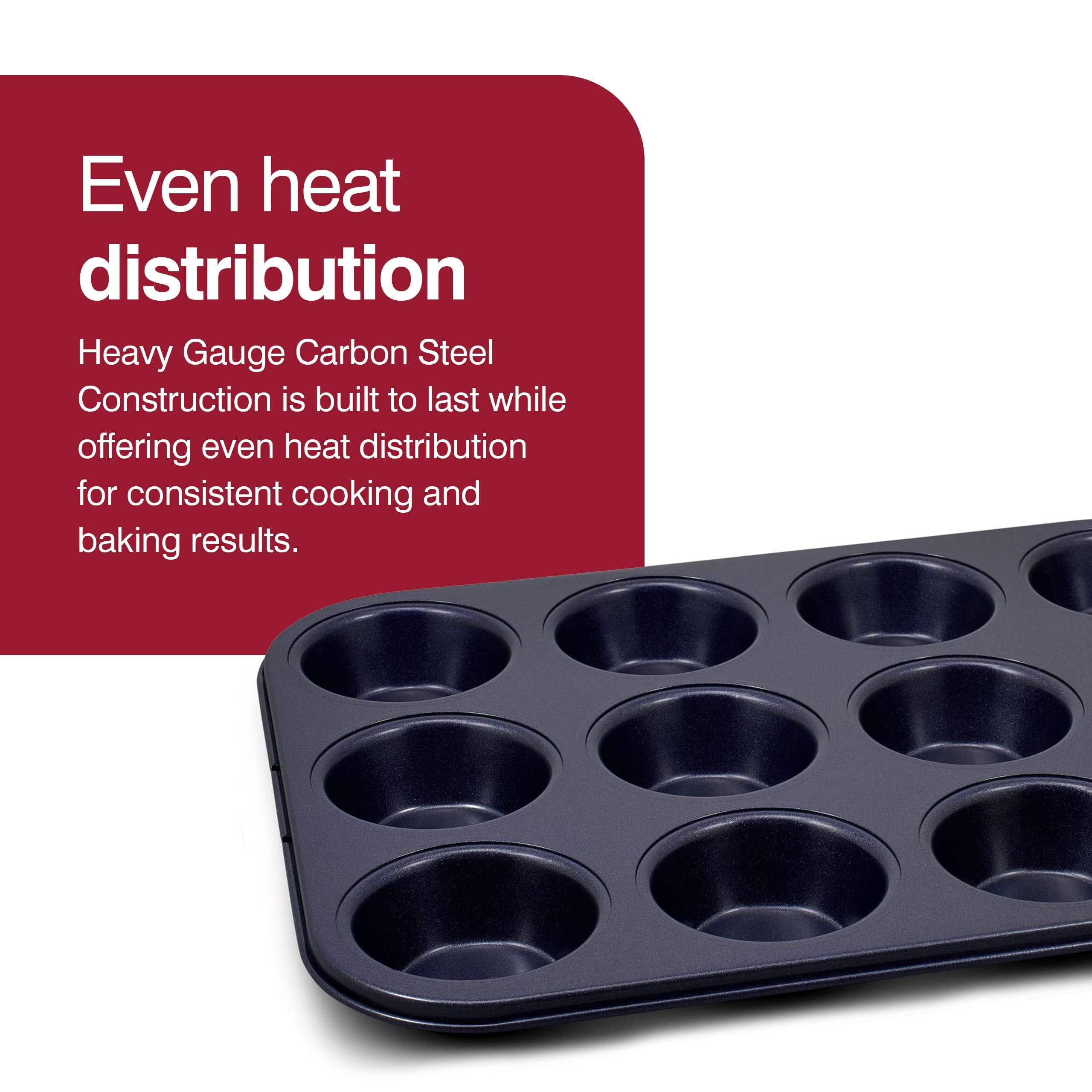 Zyliss E980200 Non-Stick 12 Hole Muffin Tin | Carbon Steel | Dark Blue | Baking Tins/Yorkshire Puddings/Mini Cake/Small Cakes |