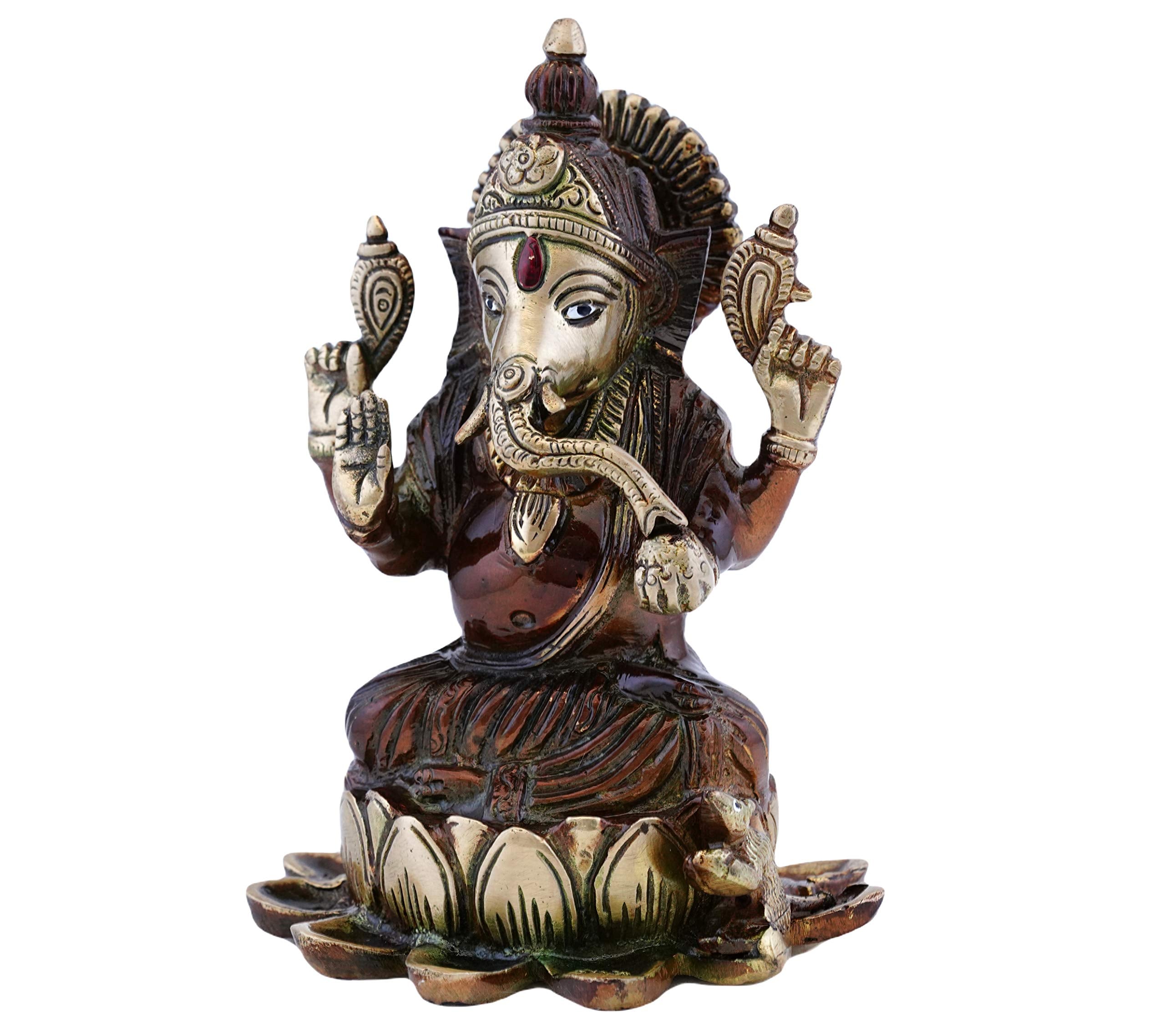 Tailos Pure Brass Lord Ganesha Idol  Ganesh Murti For Home Decor, Pooja Room, Temple & Diwali Decoration | Traditional Ganeshji
