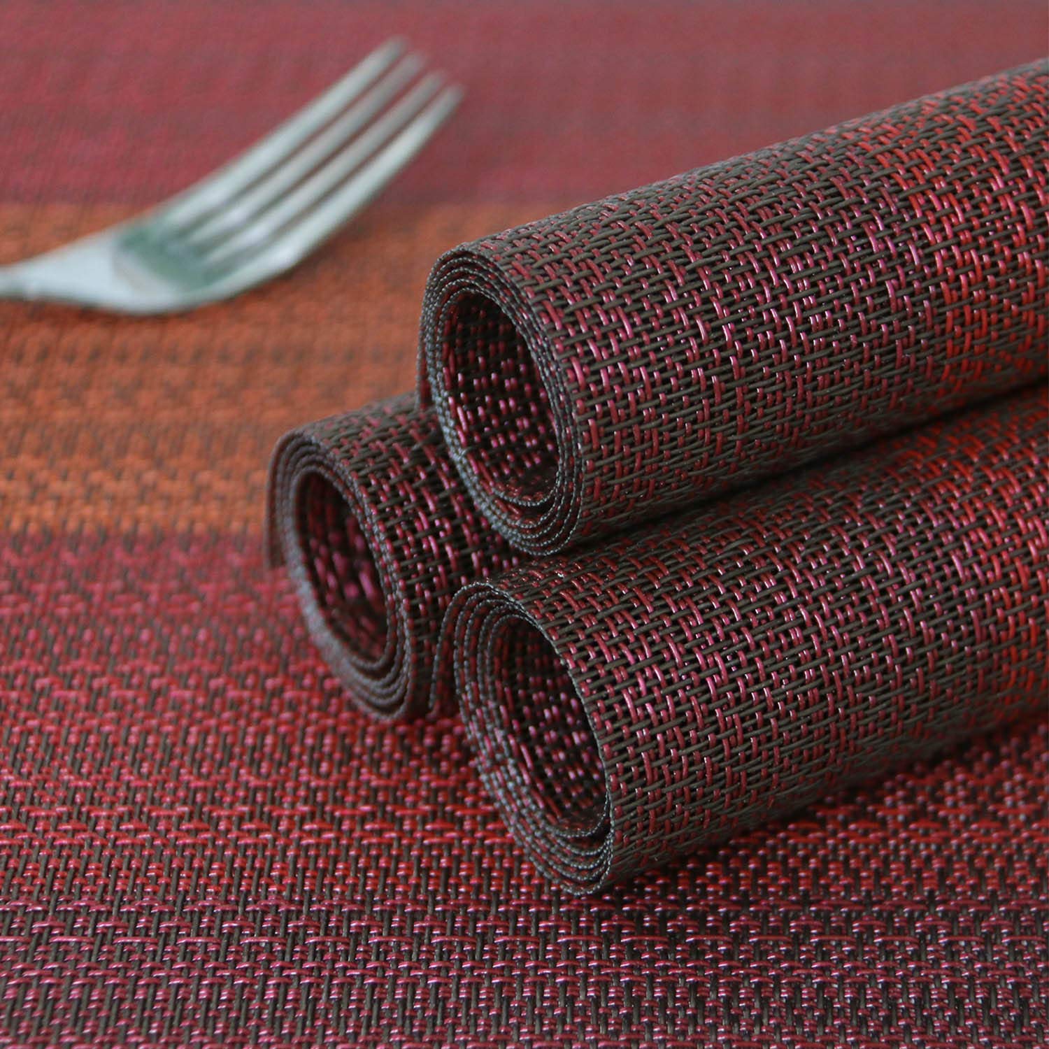 Heloho Halloween Christmas Red Placemats Set Of 6 Kitchen Table Mats Christmas Placemats Washable Crossweave Woven Vinyl Placema