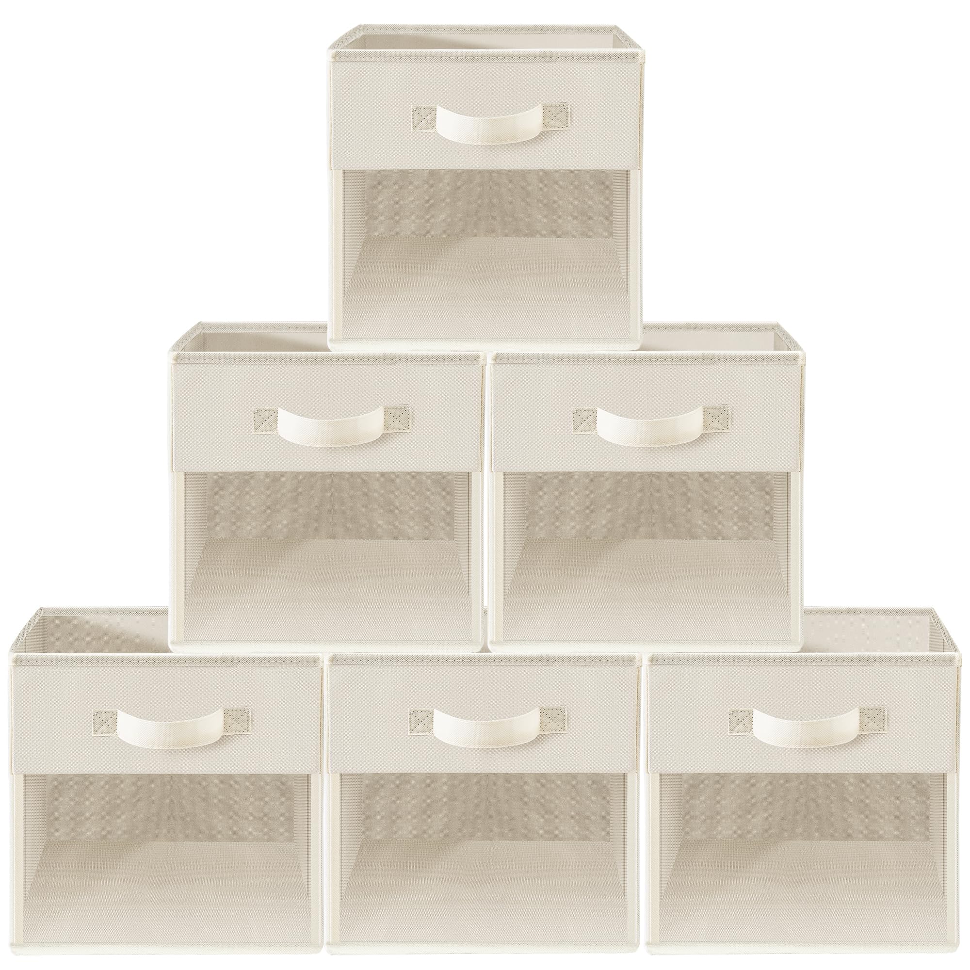 STORAGEIDEAS Storage Cubes, 13 Inch Cube Storage Bins With Clear Window, 6 Pack, Foldable Cubes With Handles, Closet Storage Org