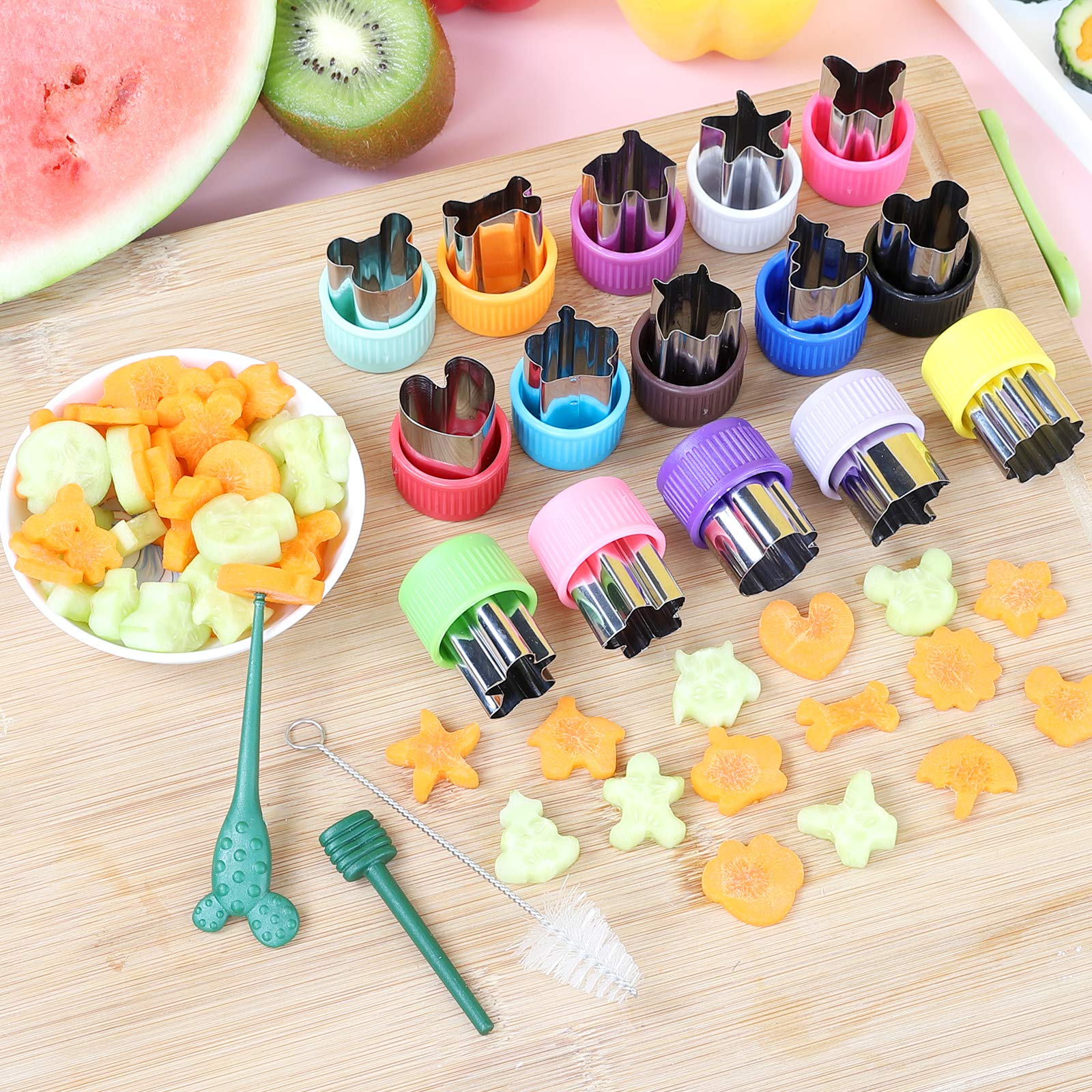 Ceciaoaime Mini Cookie Cutter Set 30 Pcs For Kids Vegetable Cutters And Fruit Stamp Mold Different Shapes And Sizes Stainless St