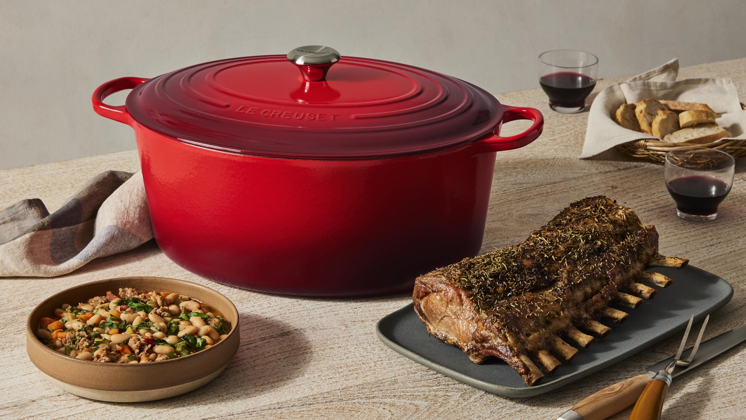 Le Creuset Enameled Cast Iron Signature Oval Dutch Oven, 15.5Qt., Sea Salt