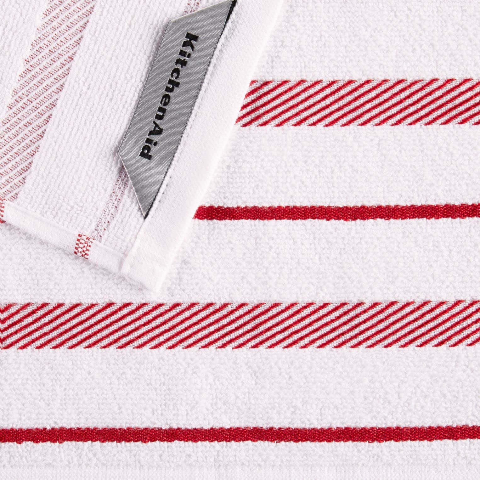 Kitchenaid Albany Dishcloth 8 Pack Set, Passion Red/White, 12''X12''