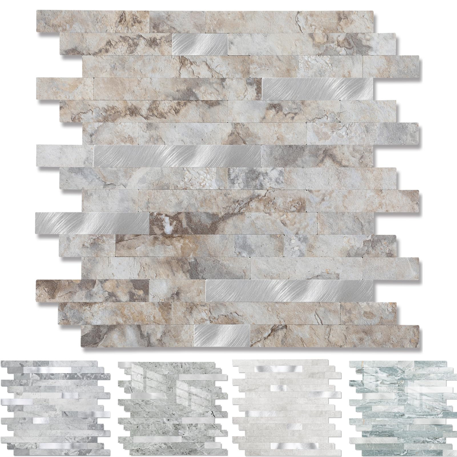 5 - Sheet Peel and Stick Backsplash Wall Tile, PVC Kitchen Backsplash, Stick on Tiles for Backsplash Kitchen (12   X 12  , Peris