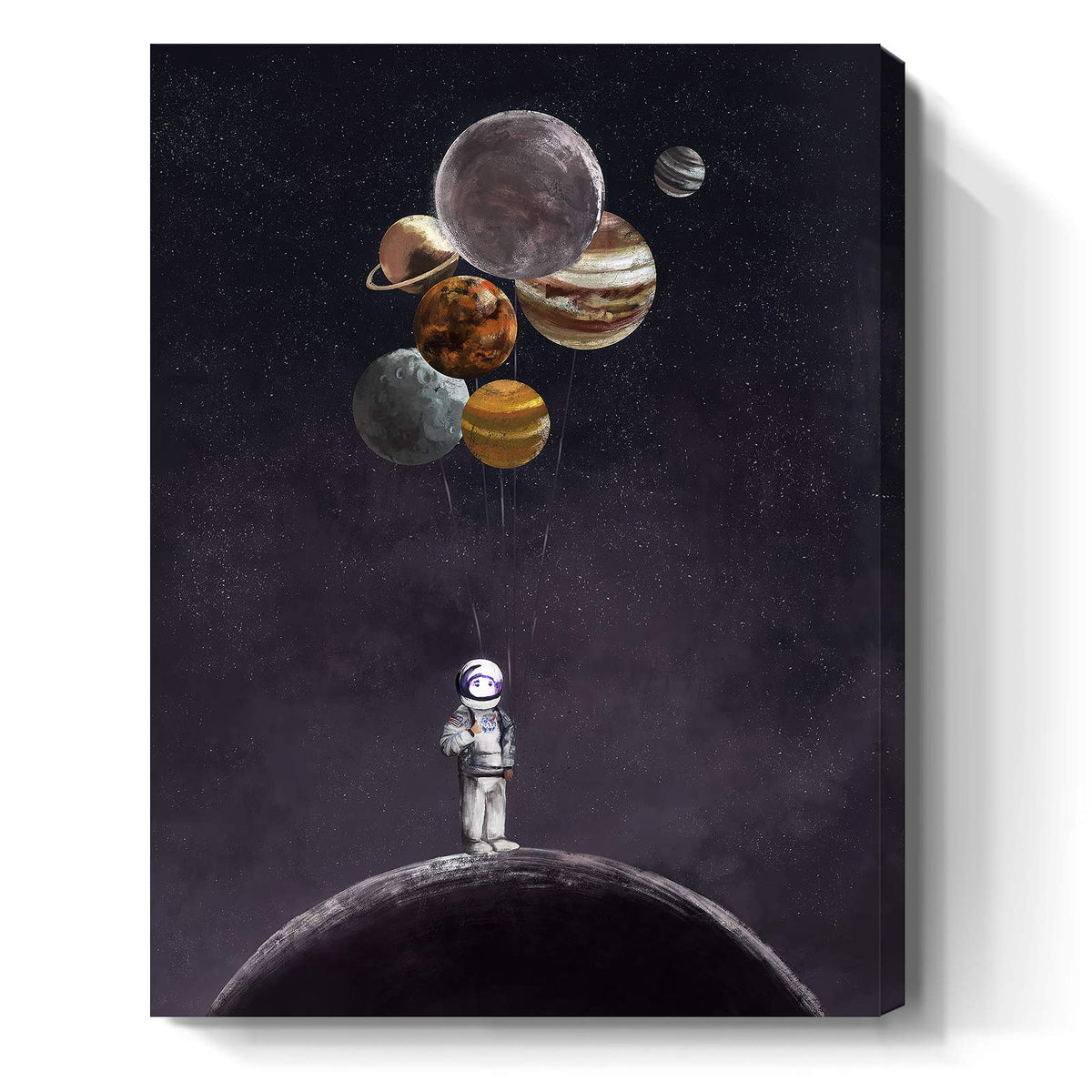 Inspirational Wall Art For Office Outer Space Decor Motivational Canvas Print Astronaut Holding Planet Creative Picture Framed A