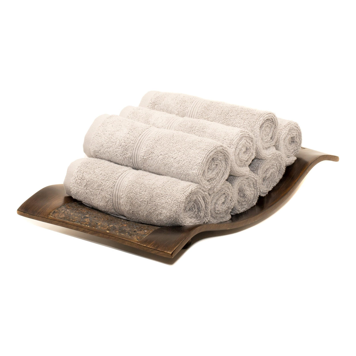 Mosobam Luxury Turkish Towels Set Of 8 Washcloths 13X13 Light Grey (Gray) 700 Gsm Bamboo Viscose & Aegean Turkish Combed Cotton