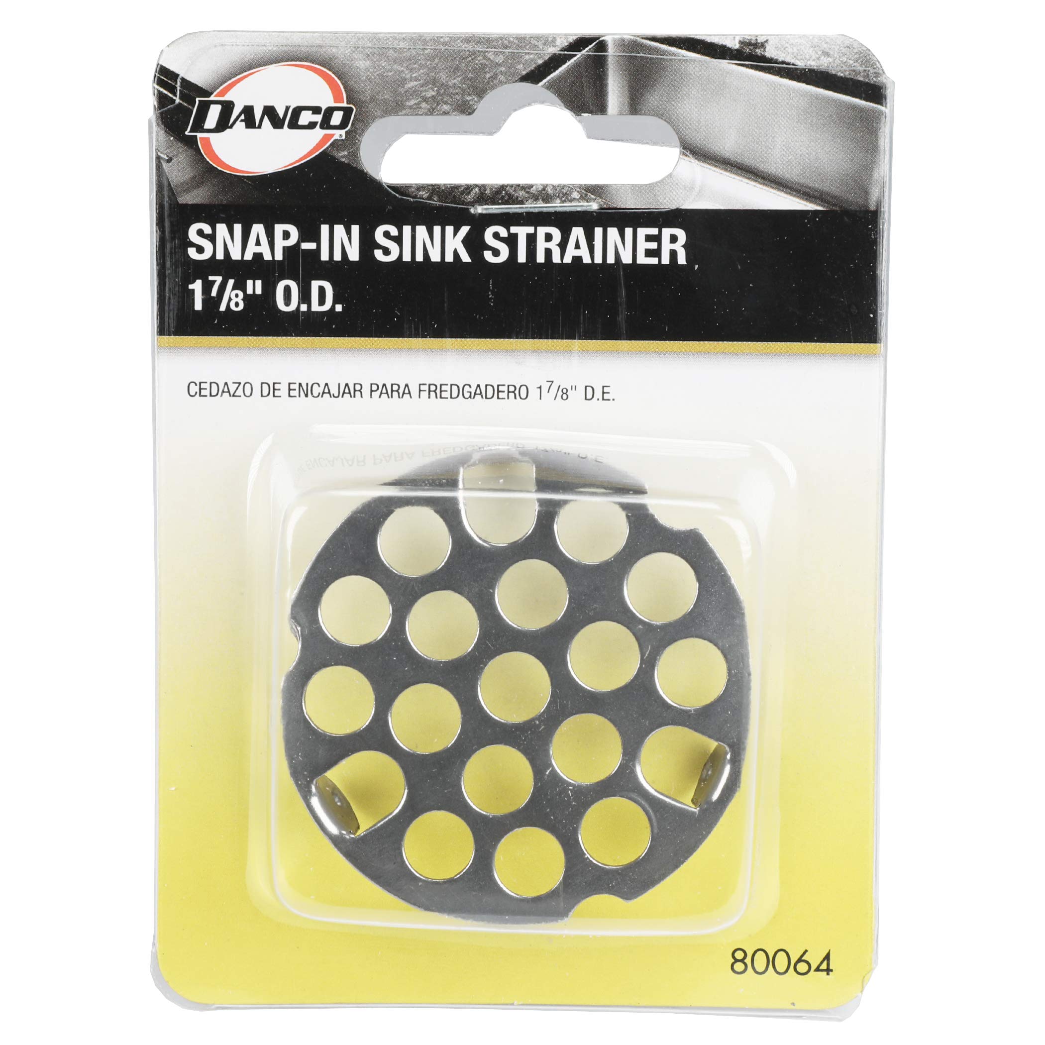 Danco 80064 9D000 1-7/8 Snap-In Sink Strainer, Chrome, Brass, Pack Of 1