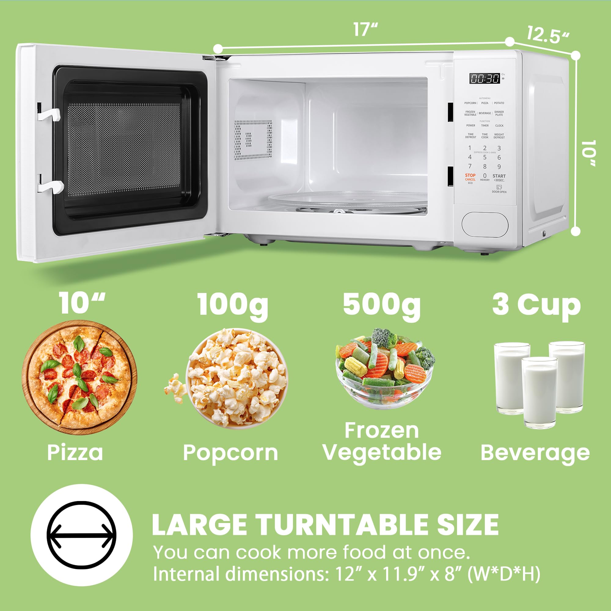 COMFEE CMO-C20M1WH Retro Microwave With 11 power levels  Fast Multi-stage Cooking  Turntable Reset Function Kitchen Timer  Speedy Cooking  Weight/Time Defrost  Memory function  Children Lock  700W