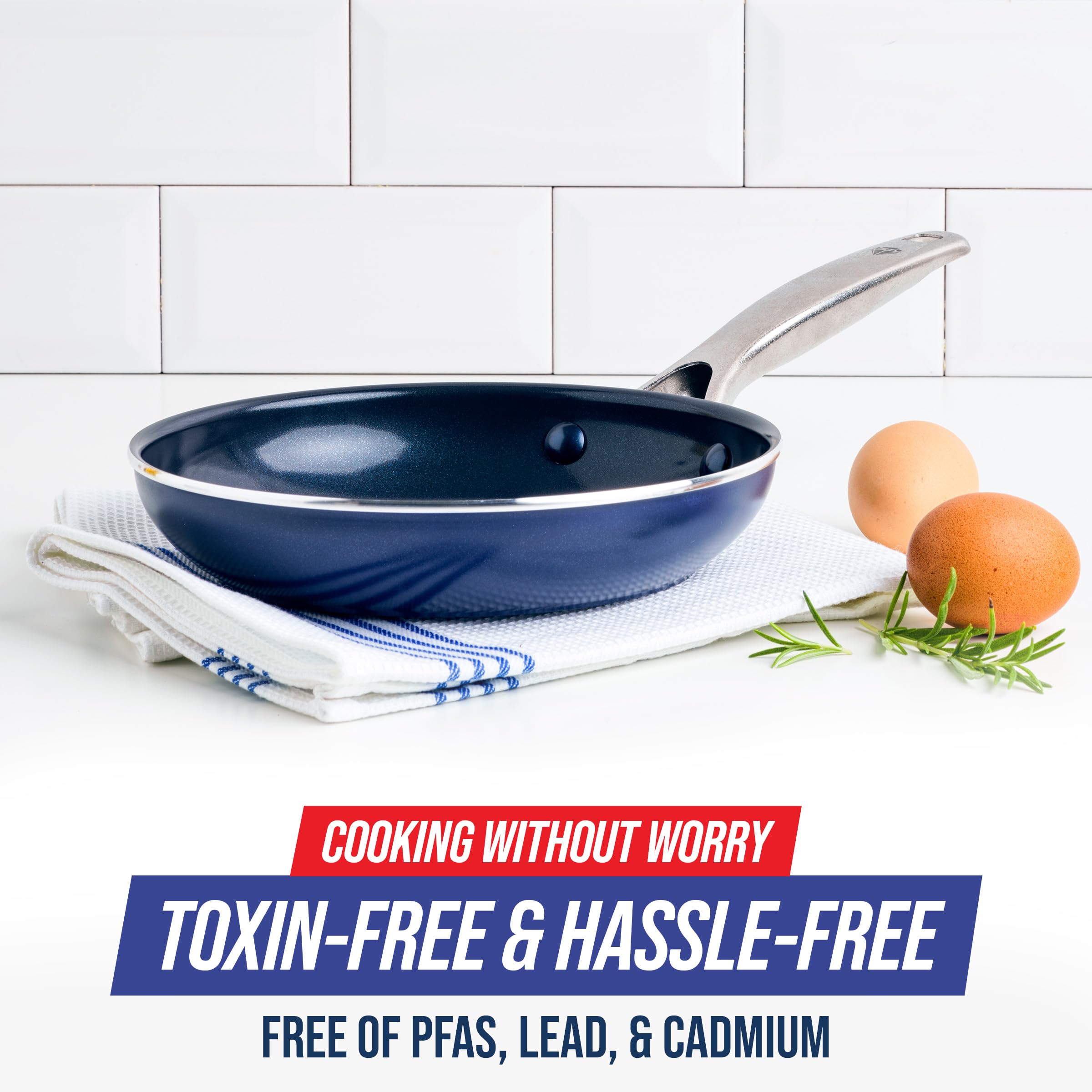 Blue Diamond Frying Pan 8    Skillet, Diamond Infused Healthy Ceramic Nonstick, Pfas And Pfoa-Free, Dishwasher And Oven Safe, Ev