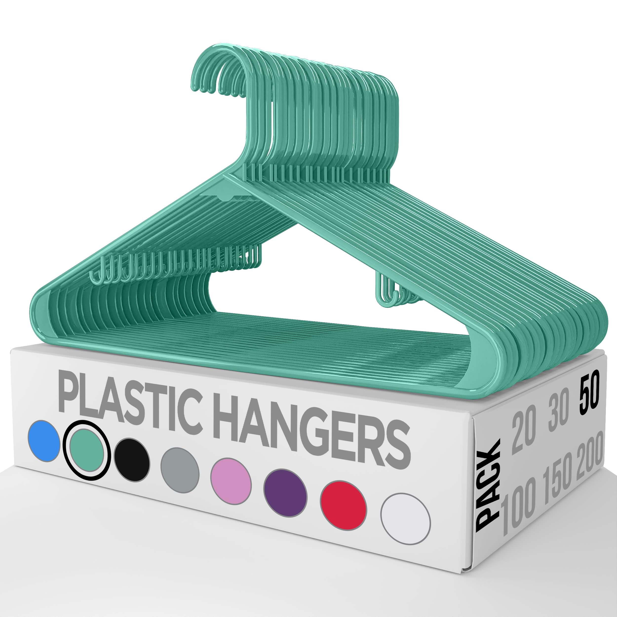 Utopia Home Plastic Hangers 50 Pack - Clothes Hanger With Hooks - Durable & Space Saving Coat Hanger - Heavy Duty Aqua Hangers -