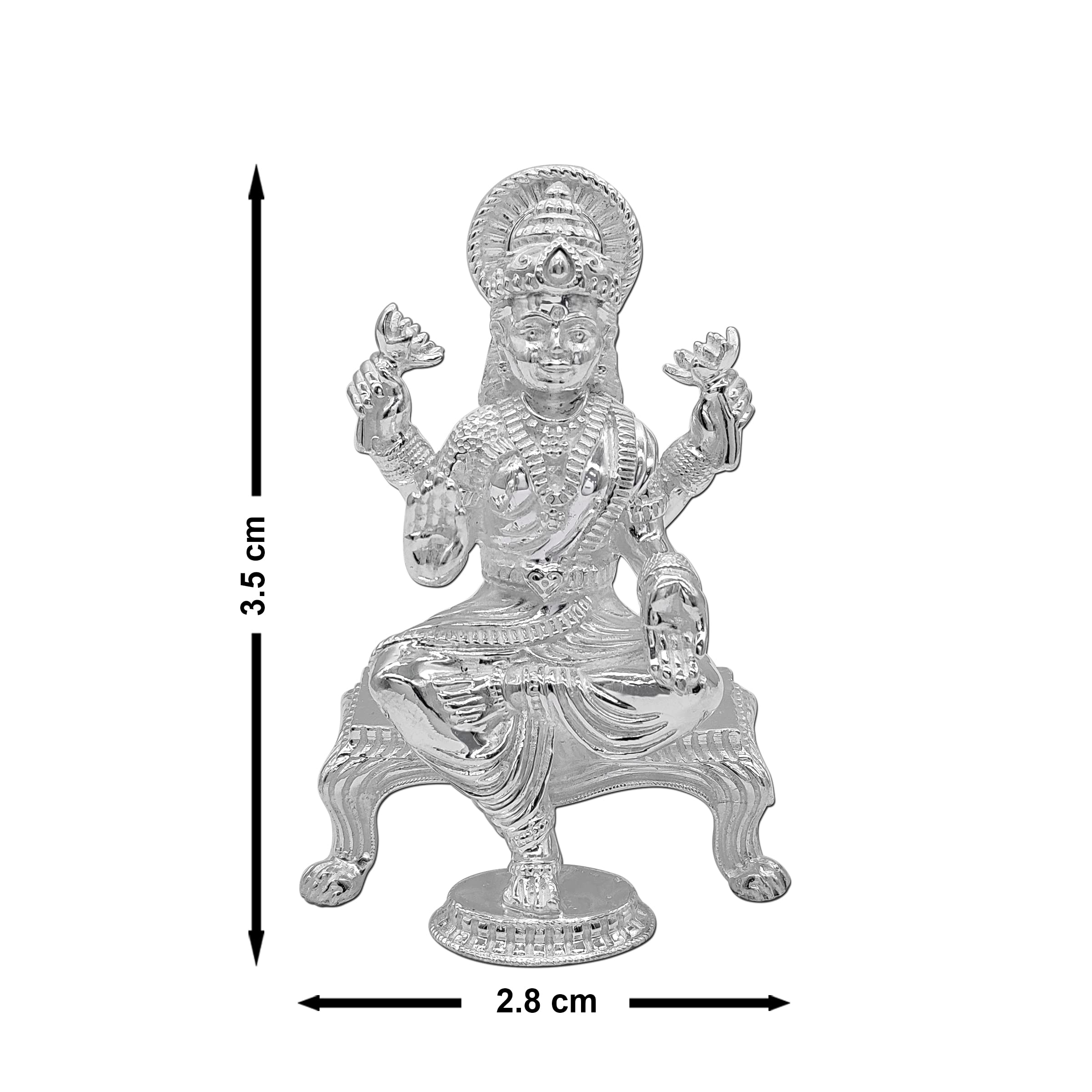 Maa Silver Pure Silver Laxmi Lakshmi Ji Bis Hallmarked Solid Idol/Murti With Paat Perfect For Gifting & Pooja Use (925 Purity)(2