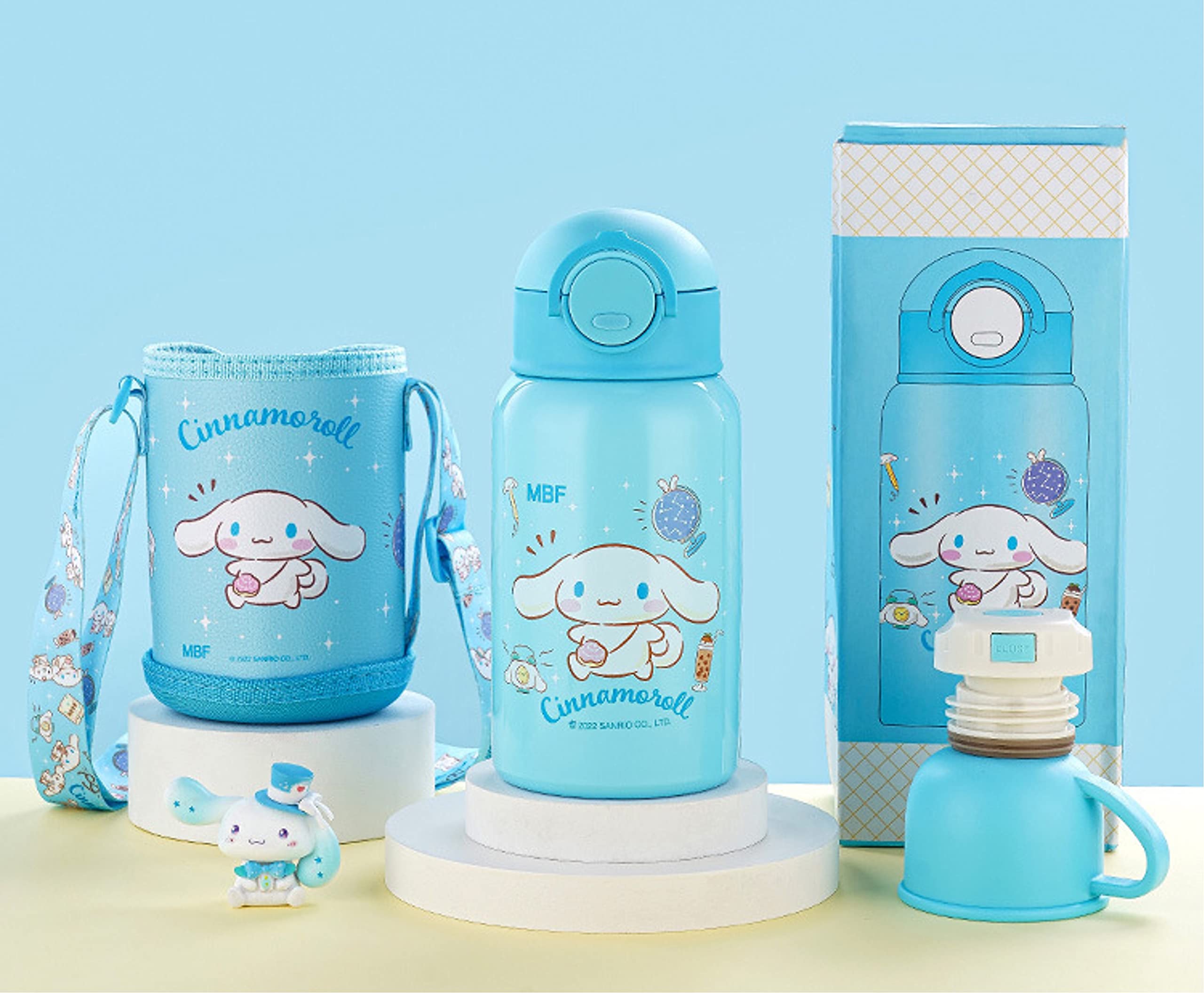Everyday Delights Sanrio Cinnamoroll Stainless Steel Insulated Water Bottle With Cup, Straw And Bag 500Ml - Blue (Cn2140)