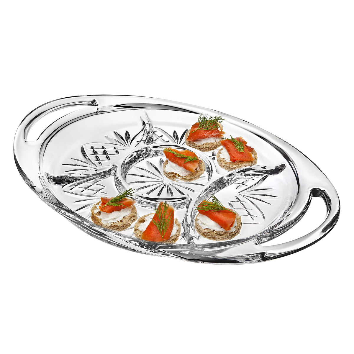 Godinger Serving Tray, Serving Platter, Appetizer Platter, Pastry Tray With Handles 16X10