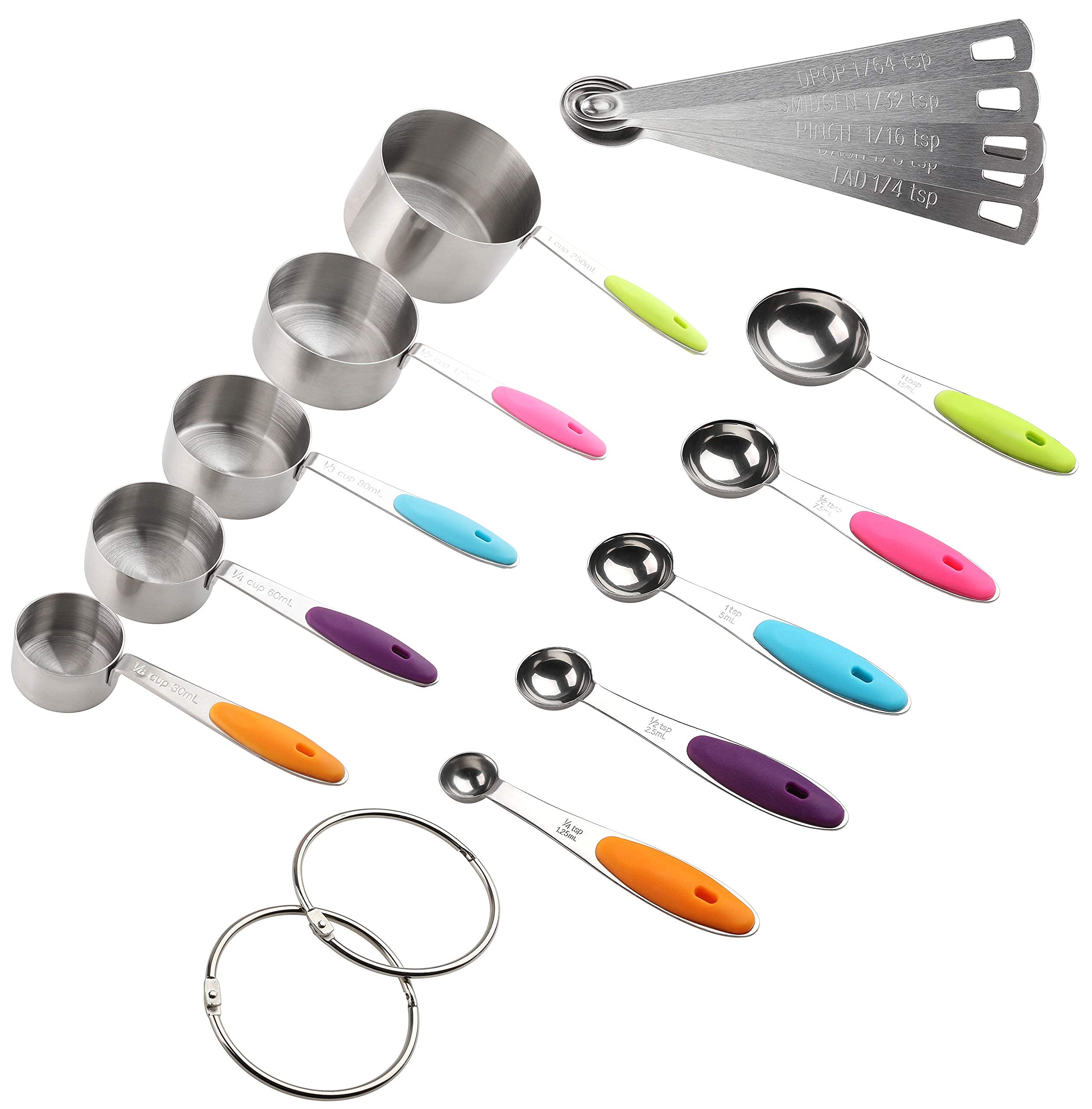 Measuring Cups And Spoons Set Stainless Steel Includes 5 Measuring Cups 5 Measuring Spoons And 5 Mini Measuring Spoon For Dry An