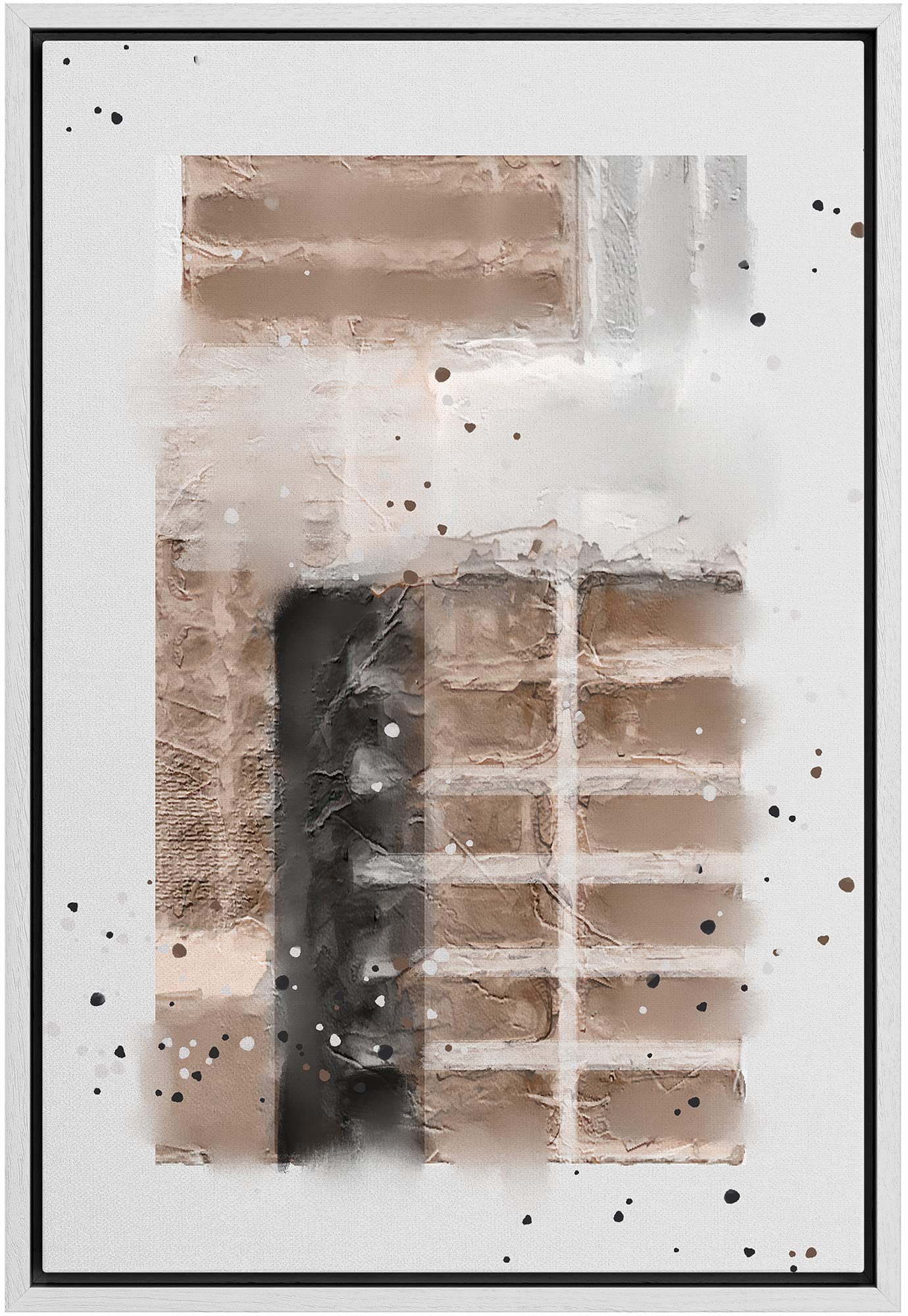 Ashbrook Framed Canvas Print Wall Art Minimalist Brown, Gray And Black Square Collage Abstract Shapes Illustrations Modern Conte