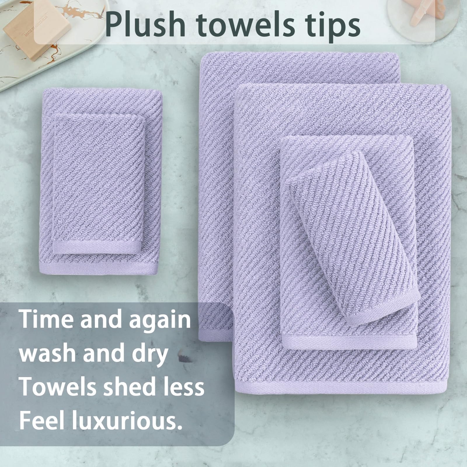 Voova & Movas Bathroom Towels Set Of 6-100% Cotton | Quick Dry | Light Weight | Thick | Soft, 2 Large Bath Towels 30 X 56, 2 Han