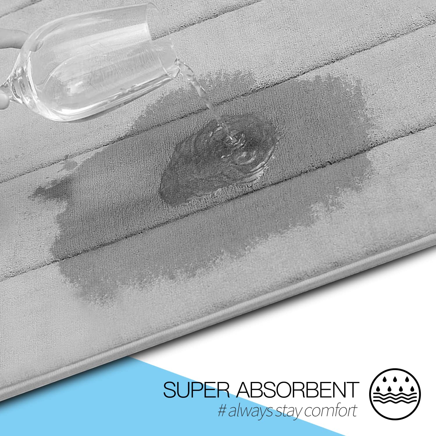 Betus U-Shaped Contour Memory Foam Toilet Mat - Non-Slip Backing, Water Absorbent, Machine Washable, Super Cozy - Luxurious Velv